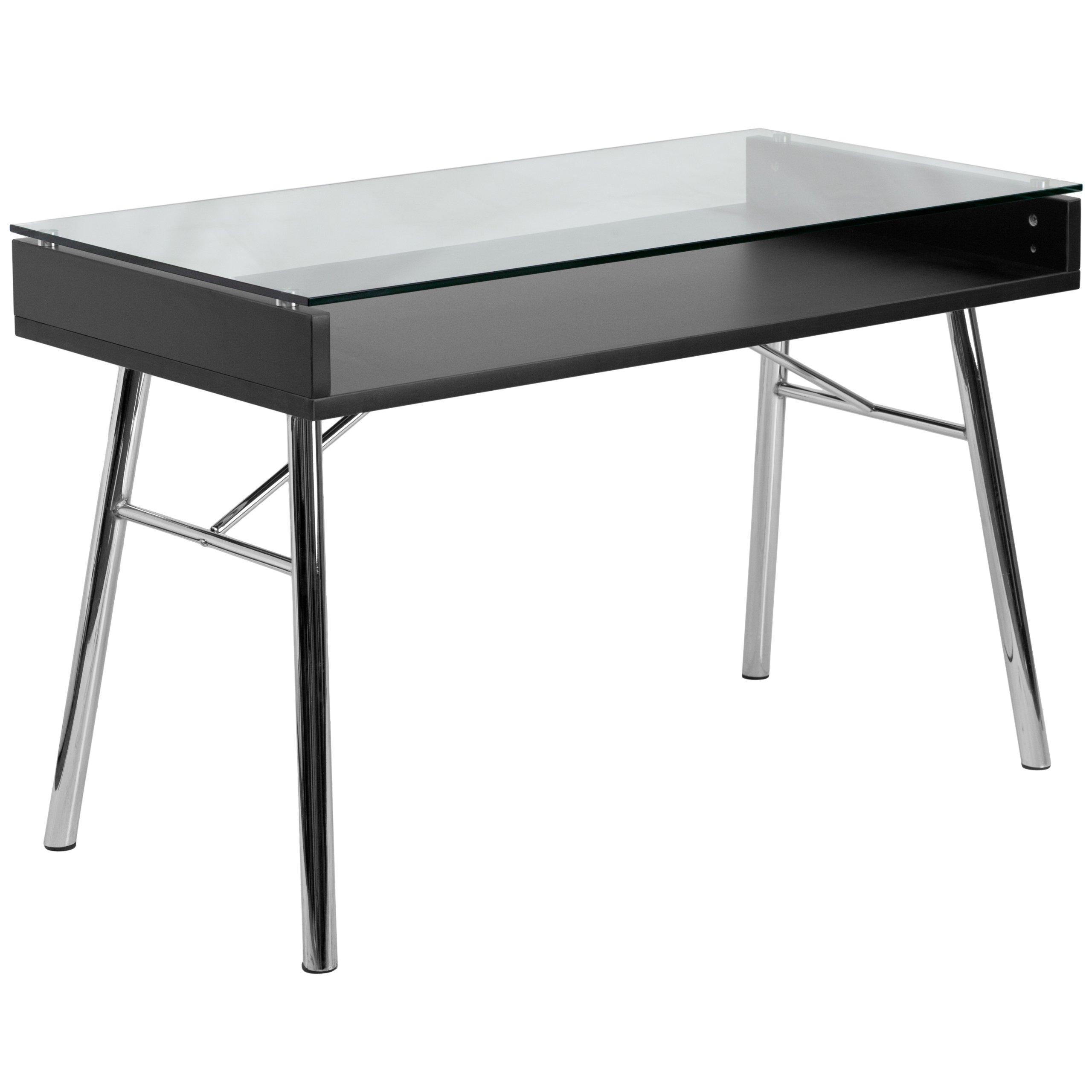 Flash Furniture Brettford Modern Office Desk with Tempered Glass Top - Perfect for Home Office, Study Room & Workspace