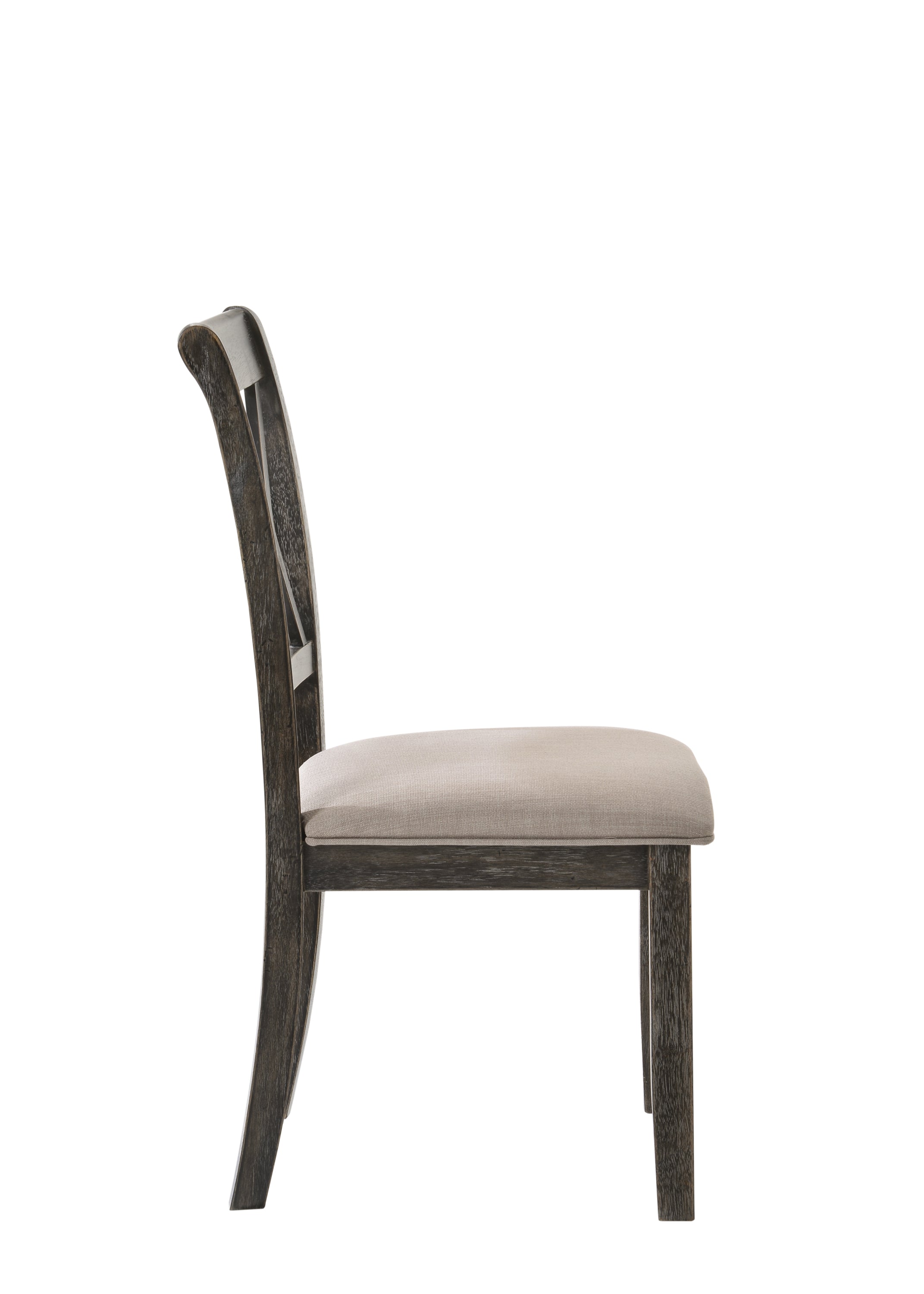 Claudia II Beige Fabric & Weathered Gray Finish Side Chairs (Set of 2) - Perfect for Dining Room, Kitchen, or Office Accent Seating