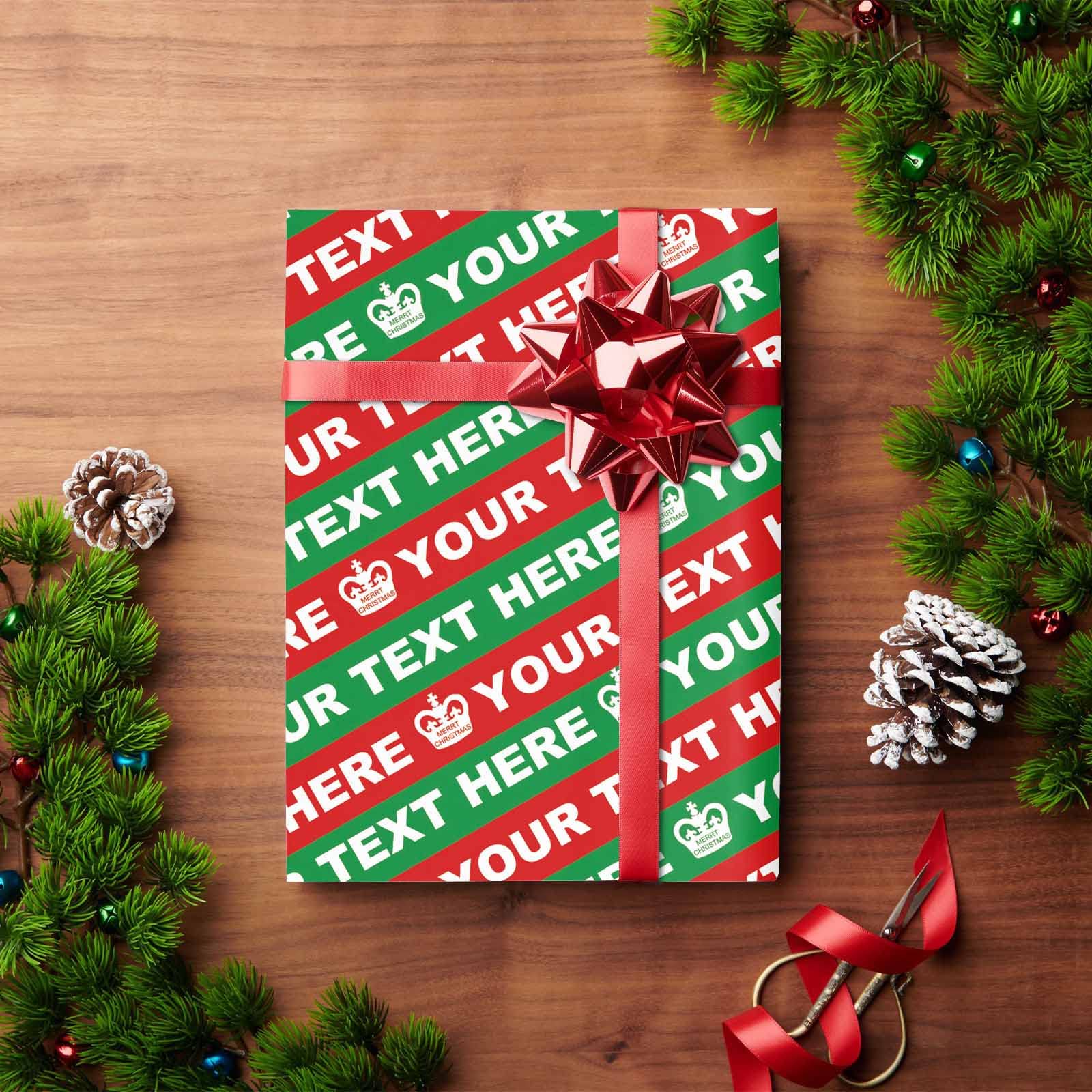 MyPupSocks Personalized Christmas Wrapping Paper Roll - Custom Name Text & Crown Design Gift Wrap for Women, Men, Kids, Baby (58x23 Inches, 3 Rolls) - Perfect for Birthday, Holiday & Christmas Presents