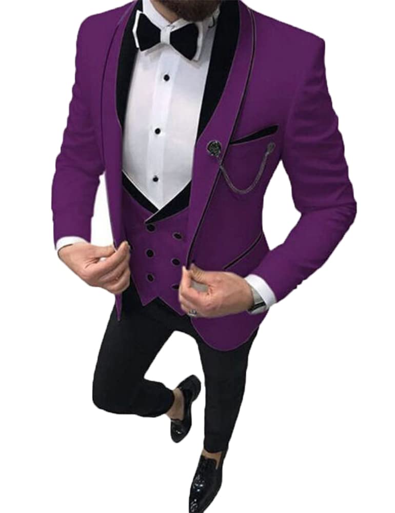 Men's 3 Piece Suit Set - Slim Fit Wedding Tuxedo for Groomsmen & Prom | Formal Blazer, Vest & Dress Pants | Perfect for Weddings, Parties & Special Occasions