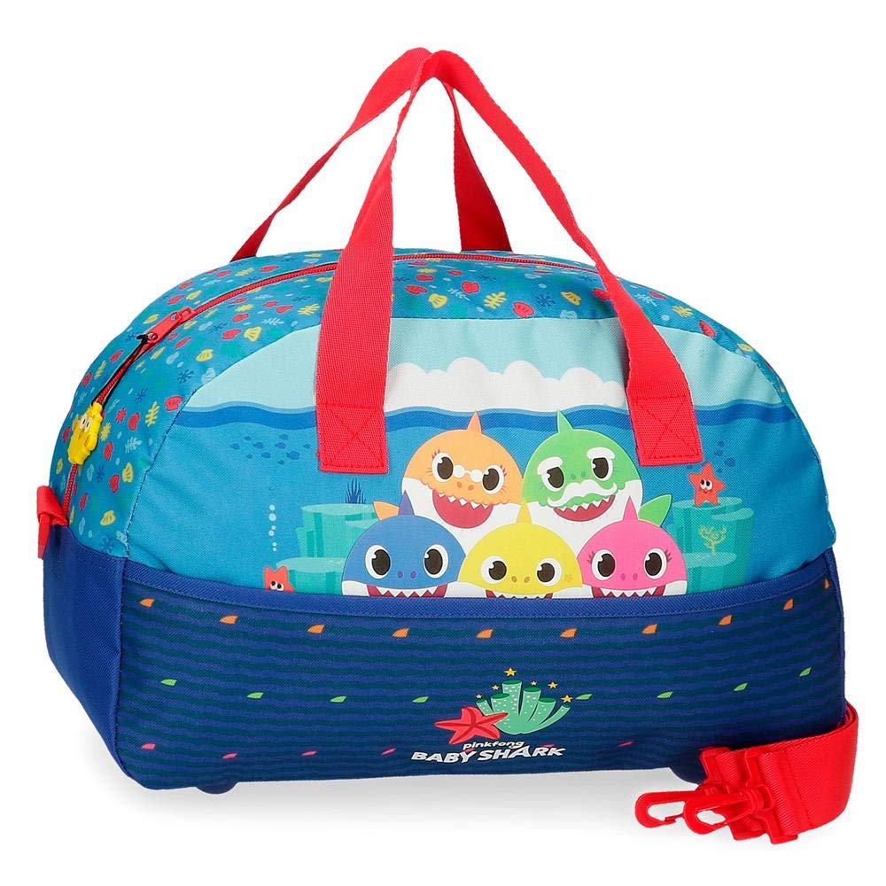 Baby Shark Happy Family Travel Bag 17.28L Blue Polyester - Perfect for Kids Trips