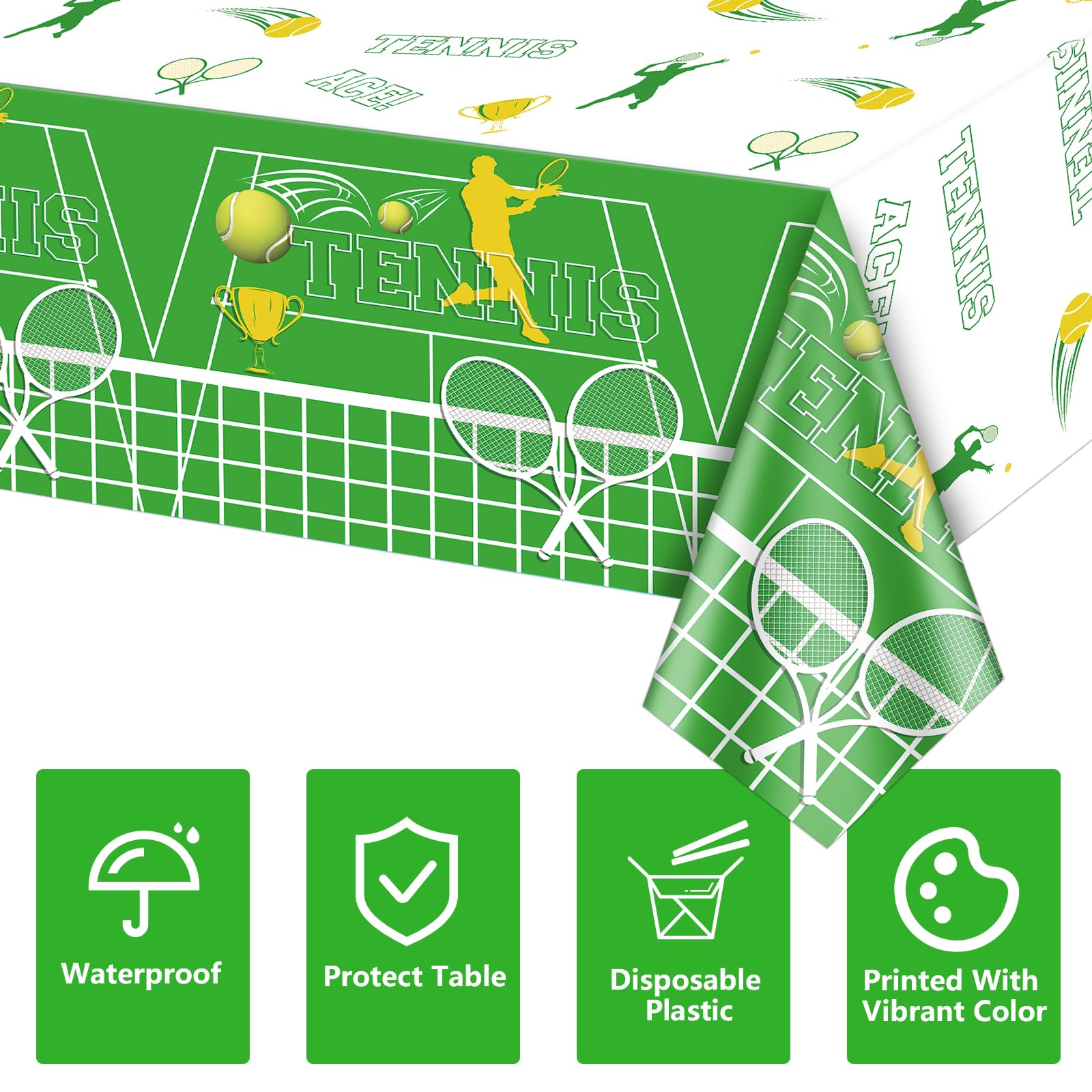 2 Pack Tennis Party Tablecloths - 51x87