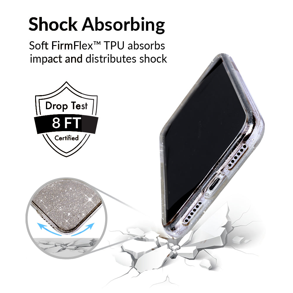 Sparkly Grey Stardust Glitter iPhone Case - Protective Slim Fit Cover for iPhone 13/14/15 Pro Max - Stylish Glittery Phone Case for Women Girls (Perfect for Parties, Night Out & Everyday Use)