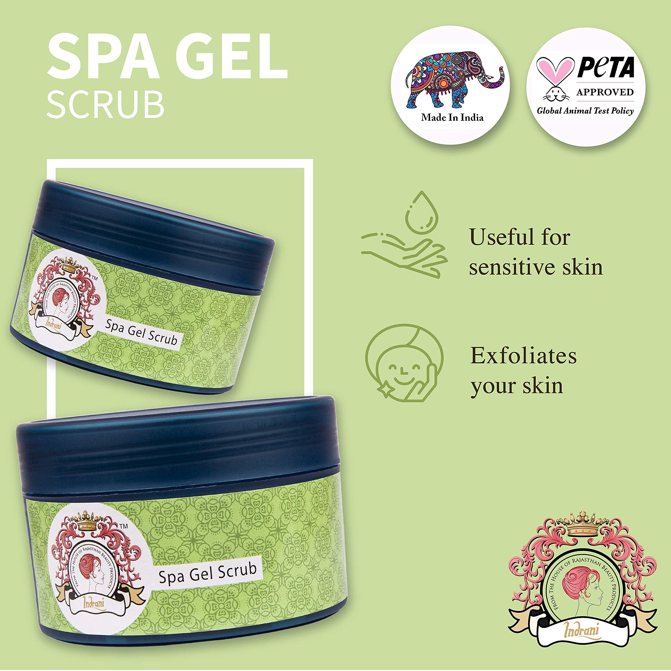Indrani Spa Gel Scrub 50g - Exfoliating Face & Body Scrub for Smooth Skin - Perfect for Daily Skincare Routine & Spa Treatments