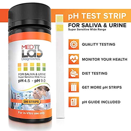200 pH Test Strips for Urine & Saliva Testing - Accurate Body Acidity/Alkalinity Monitoring - Food & Diet pH Level Tracking - Ideal for Home Health Checks, Wellness Routines & Nutritional Balancing
