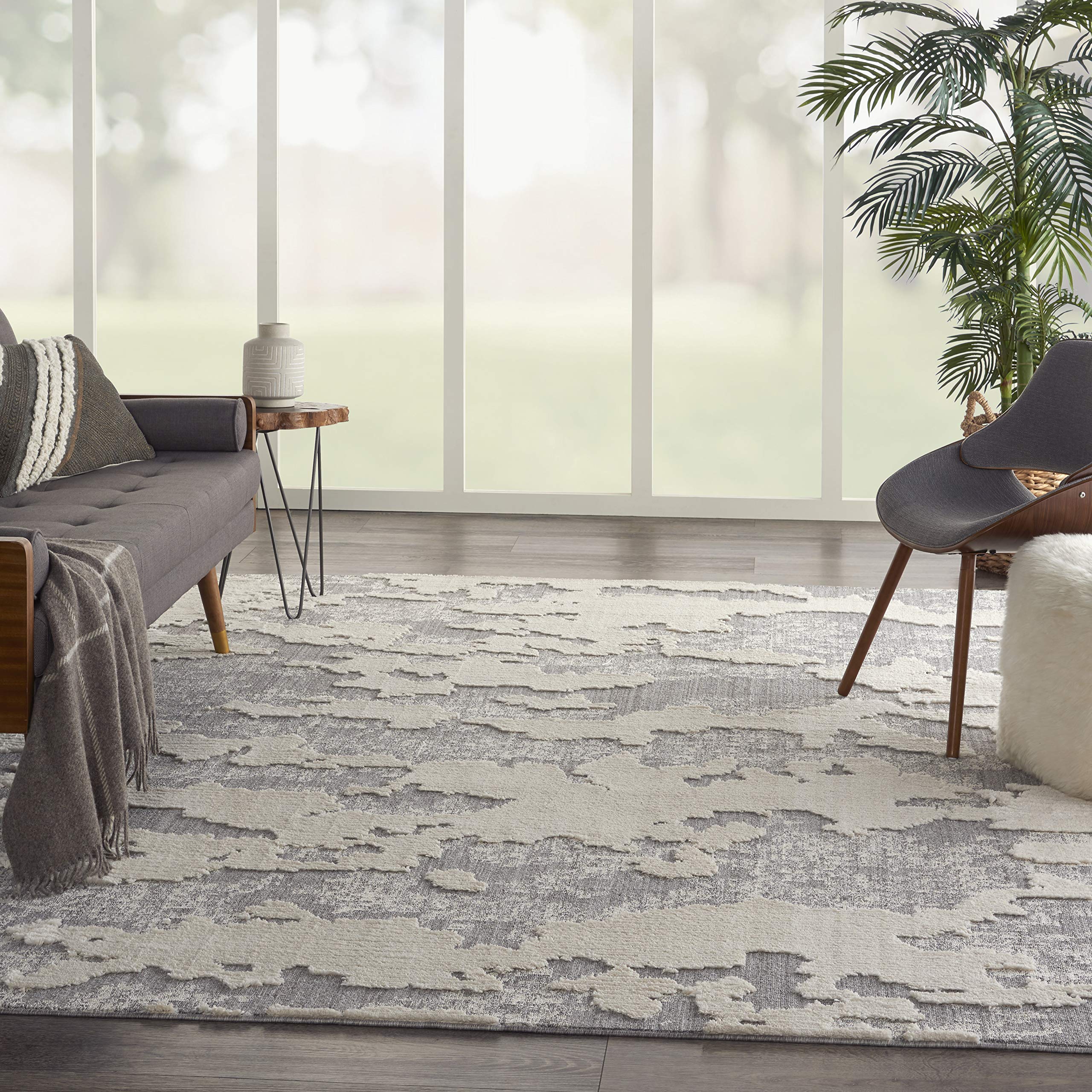 Nourison Textured Contemporary Abstract Ivory/Grey 7'10
