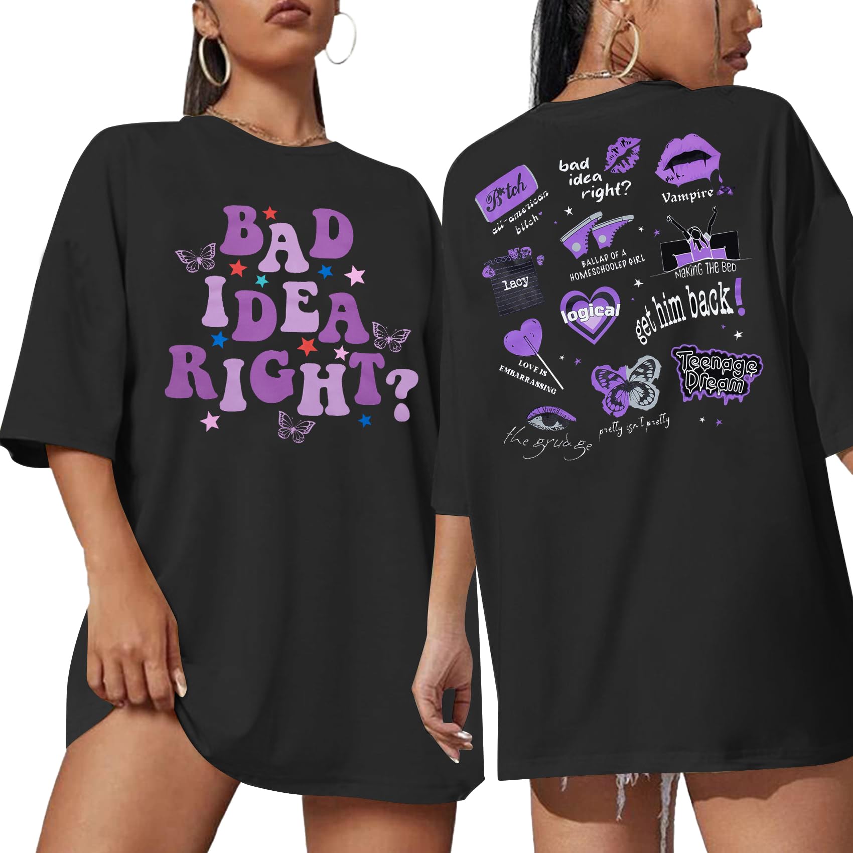 Bad Idea Right? Retro Oversized Concert Shirt for Women - Vintage Country Music Fan Tee - Perfect for Concerts, Festivals & Casual Wear