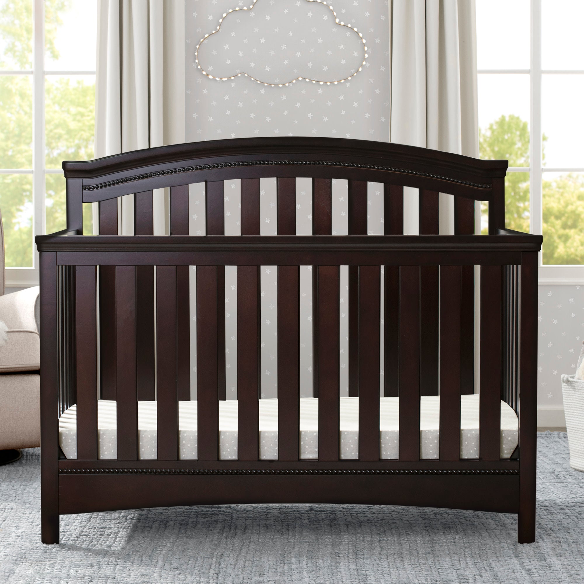 Emerson 4-in-1 Convertible Baby Crib to Toddler Bed - Safe & Adjustable Nursery Furniture for Newborns & Kids - Perfect for Bedrooms, Daycare & Nursery Rooms
