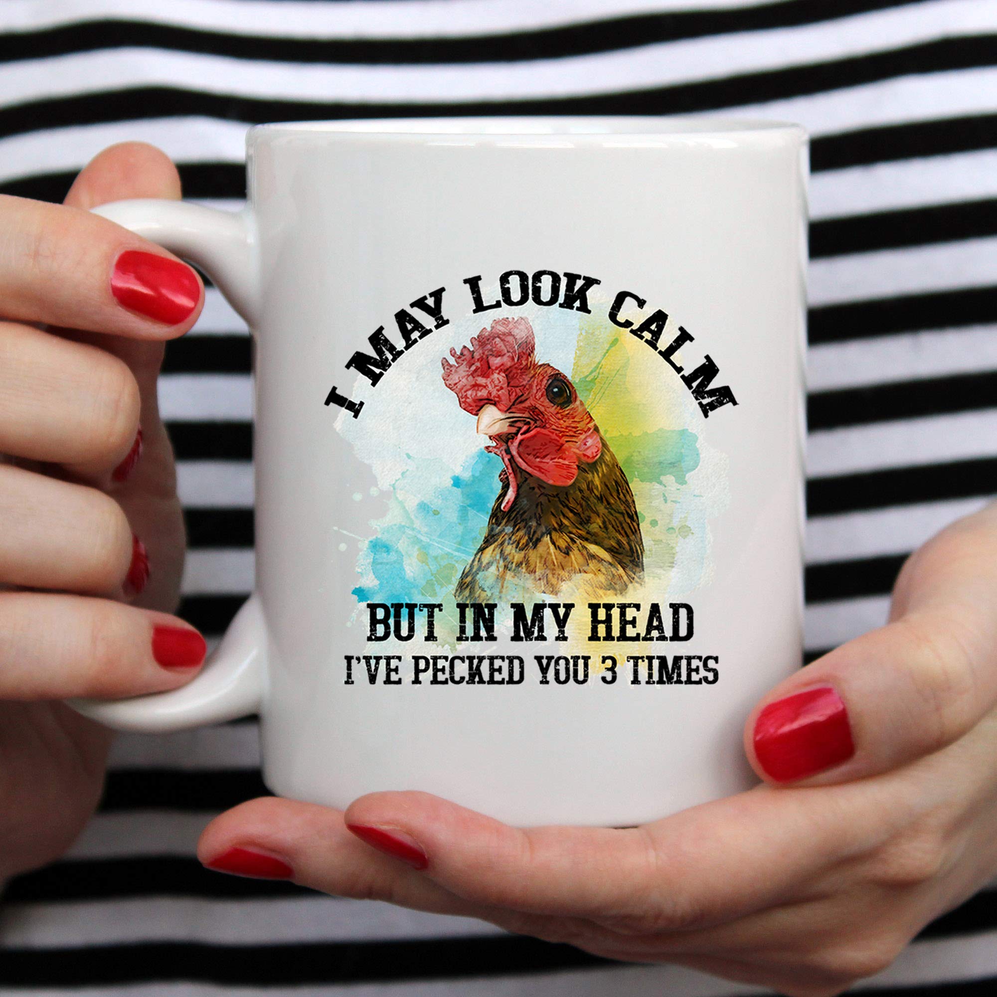 YouNique Designs 11oz Funny Chicken Mug for Coffee & Tea - Crazy Chicken Lady Gift, White Ceramic Cup - Perfect for Chicken Lovers, Farmhouse Kitchens & Themed Parties