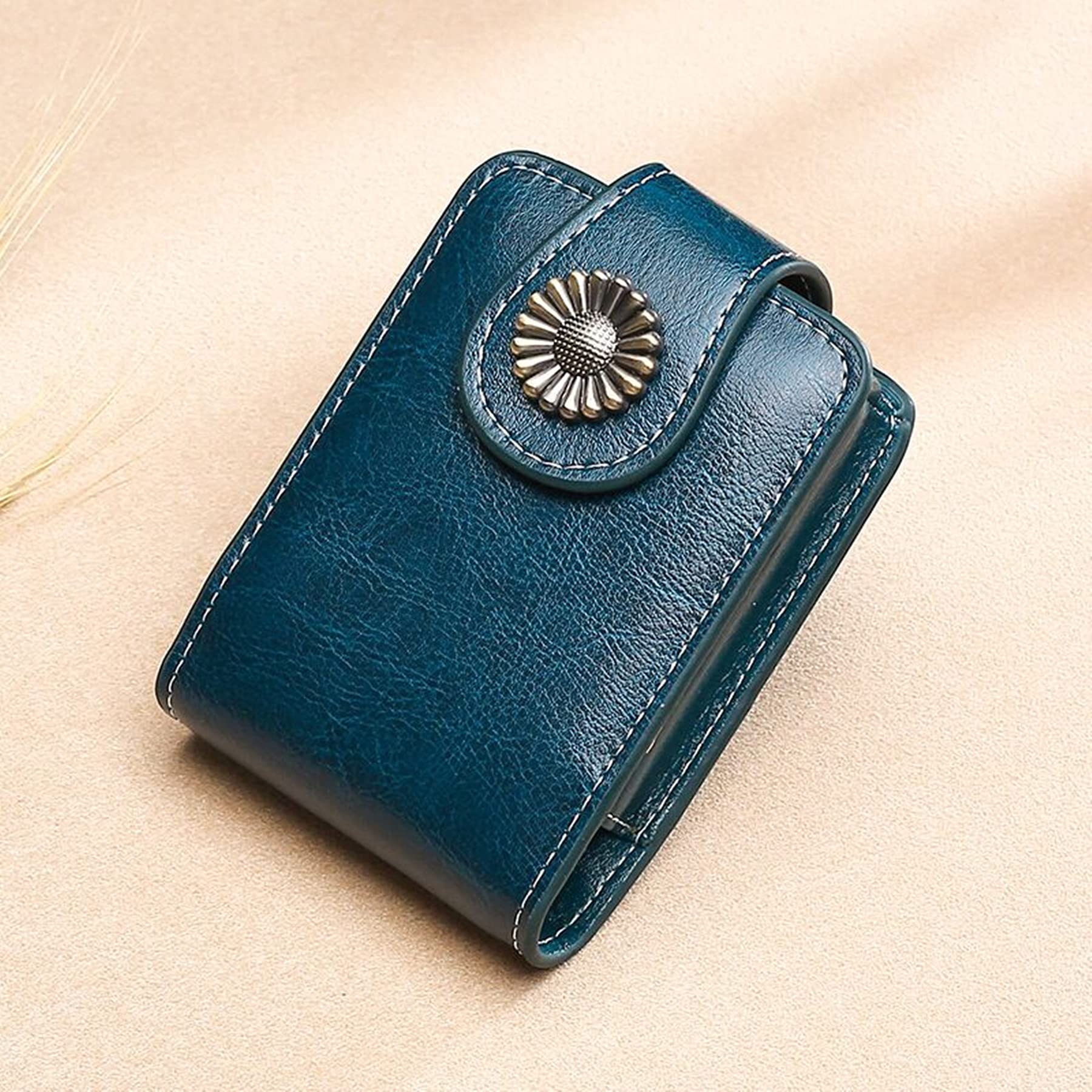 Classic Elegant Lipstick Holder with Mirror - Compact Travel Makeup Case for Purse, Holds 2 Lipsticks or Lip Gloss (Peacock Blue) | Perfect for On-the-Go Touchups & Cosmetic Organization