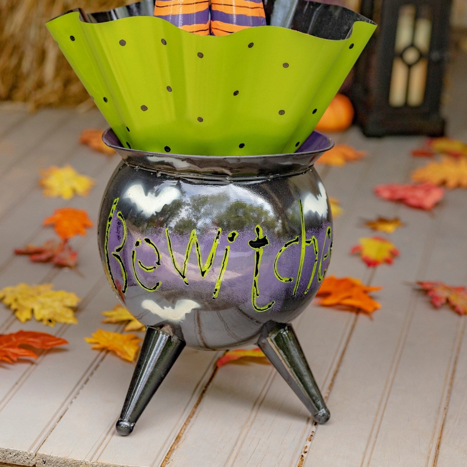 Enchanted Halloween Cauldron with Witch Legs & LED Lights - Spooky Party Decor for Witch Themed Events, Haunted House Props & Trick-or-Treat Displays