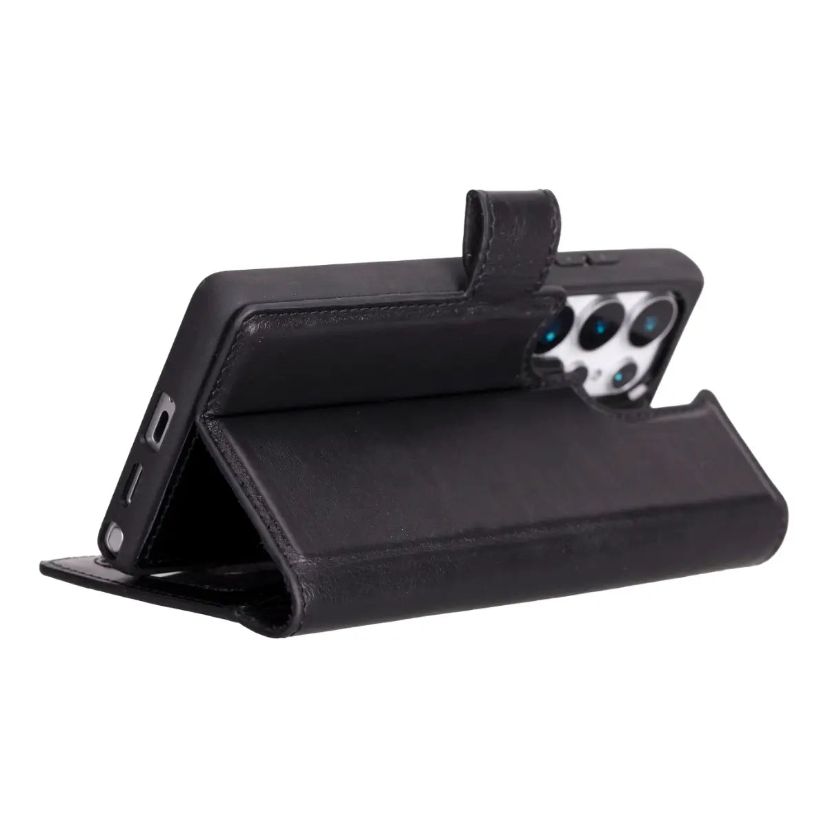 Premium Black Magnetic Leather Wallet Case for Samsung Galaxy S25 Ultra - Slim Protective Cover with Card Slots | Perfect for Business, Travel & Everyday Use