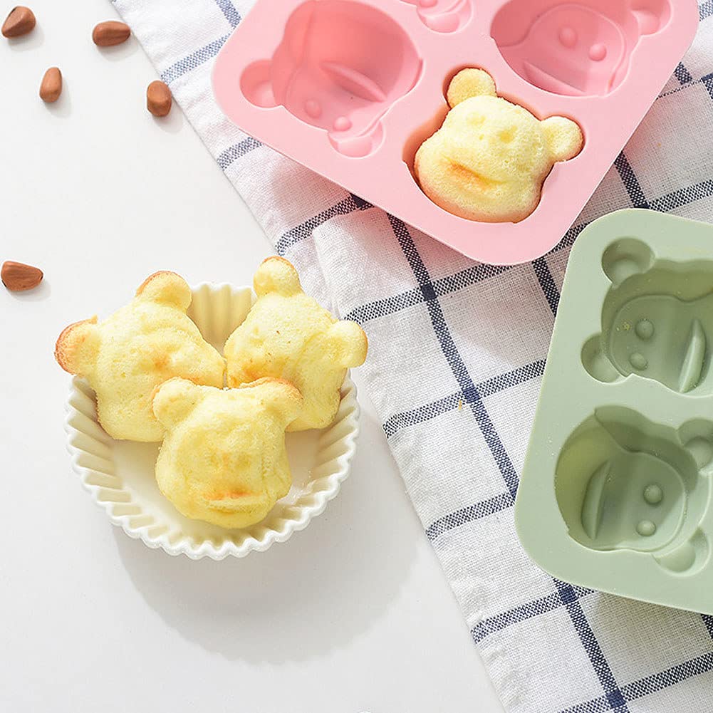 4 Pack Silicone Monkey Soap Molds - Non-Stick Animal Jello & Chocolate Candy Molds for DIY Baking, Cakes, Cookies, Ice Cubes, Fondant, Pudding (Perfect for Kids Birthday Parties & Holiday Treats)