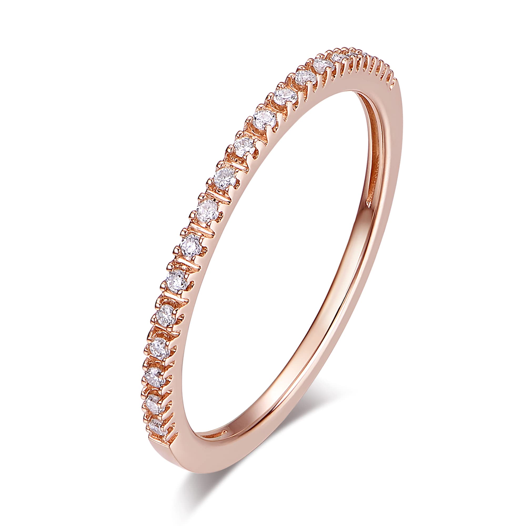 14K Solid Gold Moissanite Eternity Wedding Band for Women - 1.5mm Thin Stackable Ring, Durable 14K Gold Wedding Ring Set, Perfect for Bridal, Anniversary, Engagement & Everyday Elegance