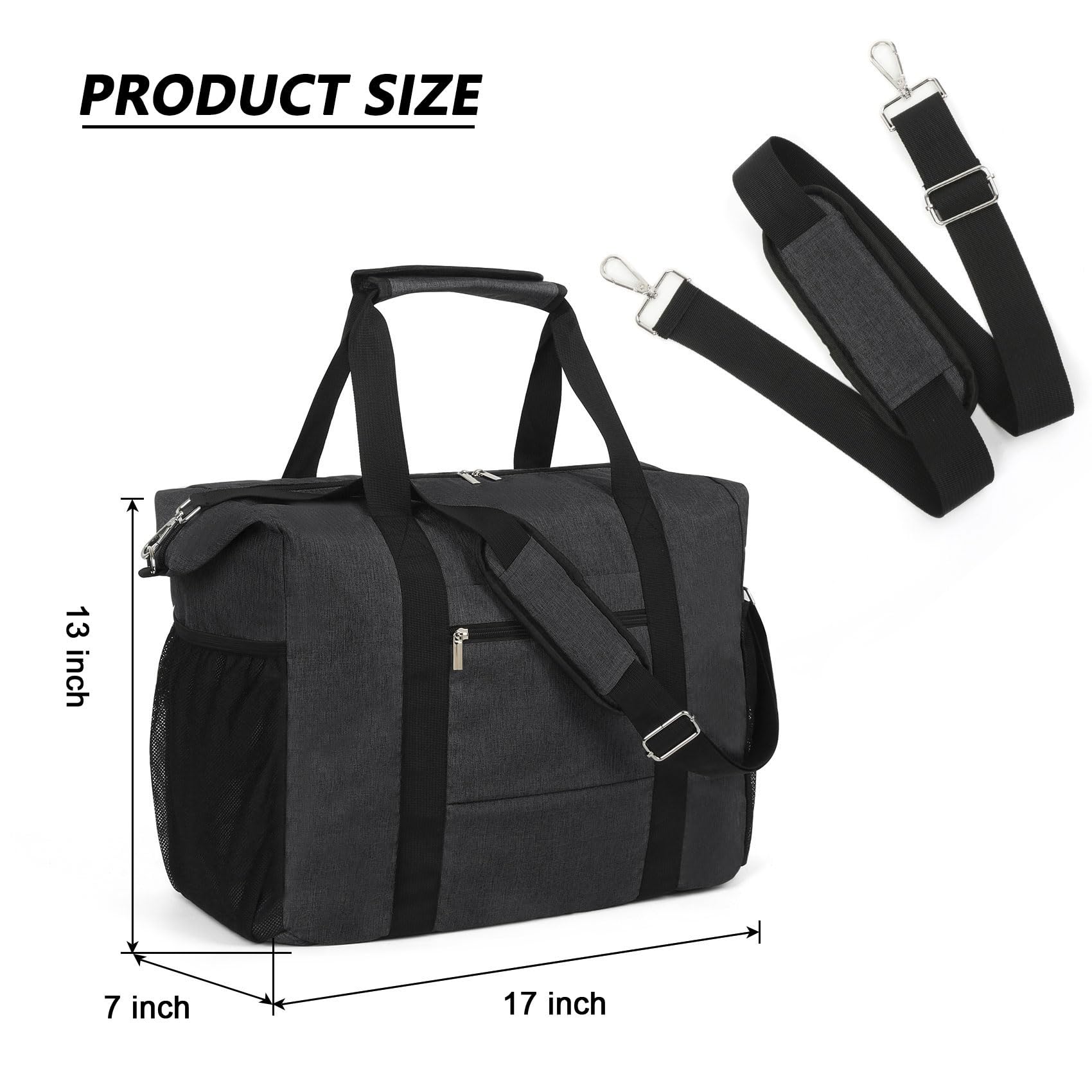 Waterproof Foldable Travel Duffel Bag for Women & Men - Lightweight Gym Tote with Wet Pocket - Carry On Luggage for Sports, Workouts & Weekend Getaways - Perfect for Gym, Yoga, Beach Trips & Air Travel (Black)