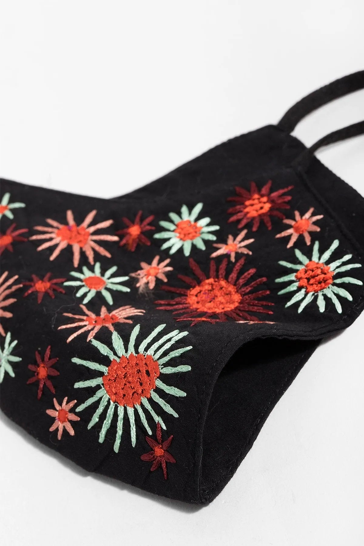 Floral Embroidered Face Mask - Reusable Cloth Mask with Adjustable Ear Loops for Women - Perfect for Daily Wear, Shopping & Outdoor Activities