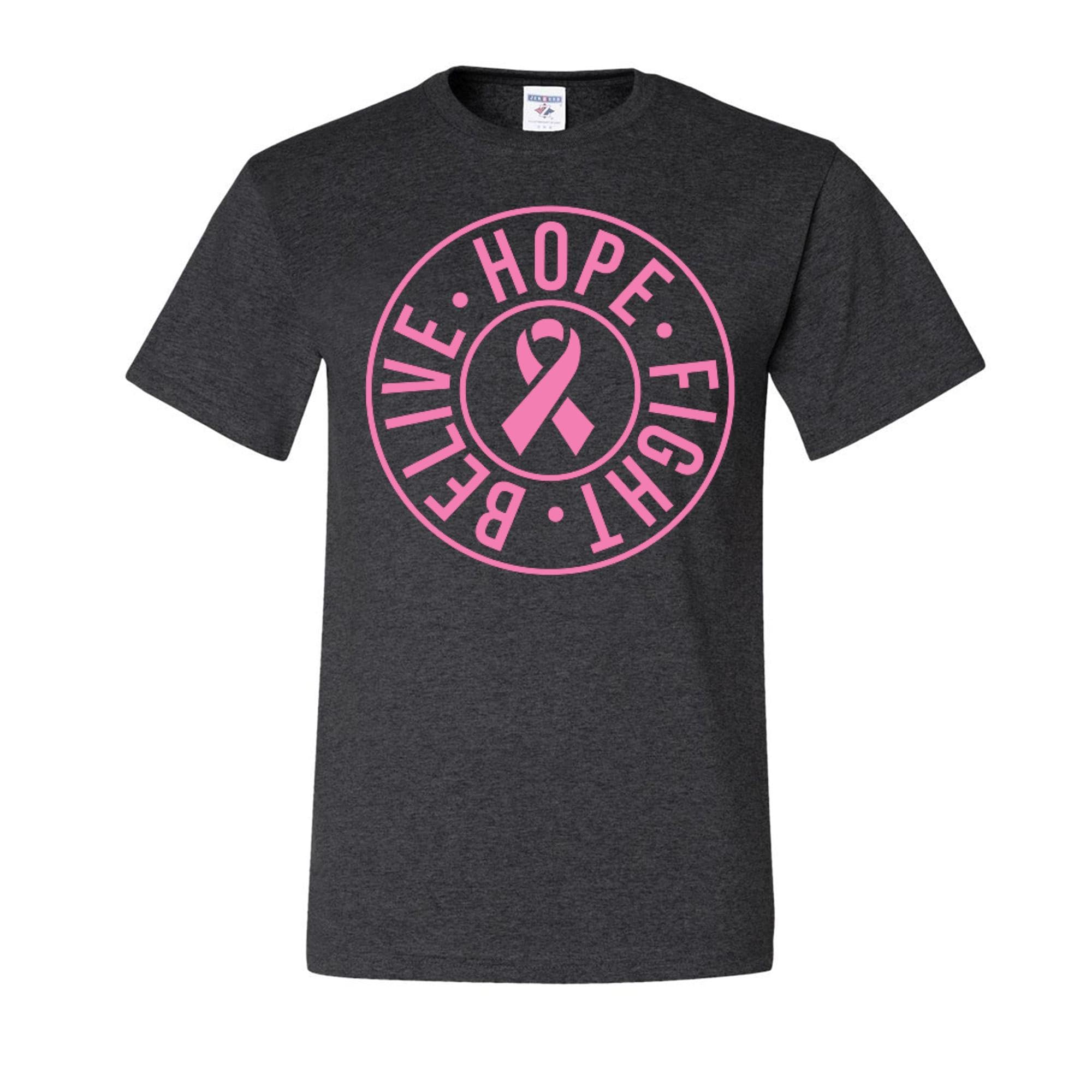 Wild Custom Apparel Believe Hope Fight Breast Cancer Awareness Graphic Men's T-Shirt - Support Cancer Awareness & Show Solidarity