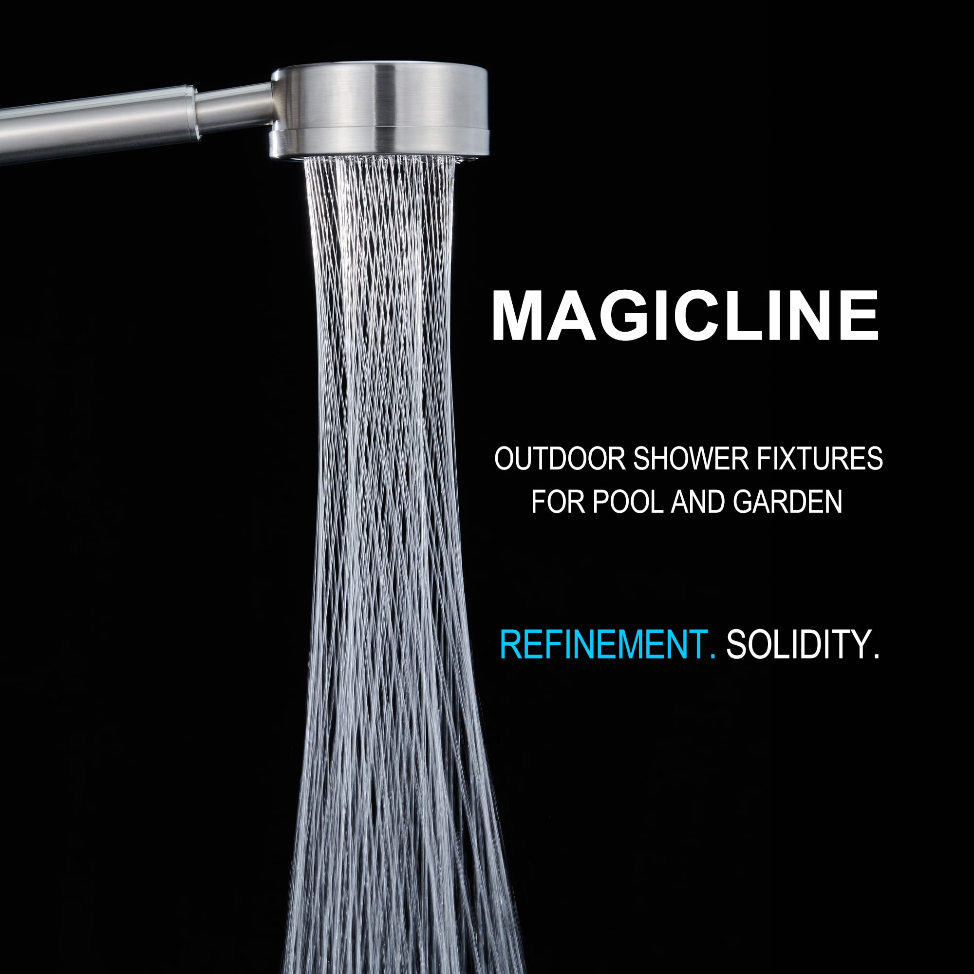 Stainless Steel 304 Outdoor Shower Kit - Brushed Nickel Finish, High Pressure Shower Head with Handheld Sprayer, Complete Shower System for Poolside, Garden, Beach & RV Use