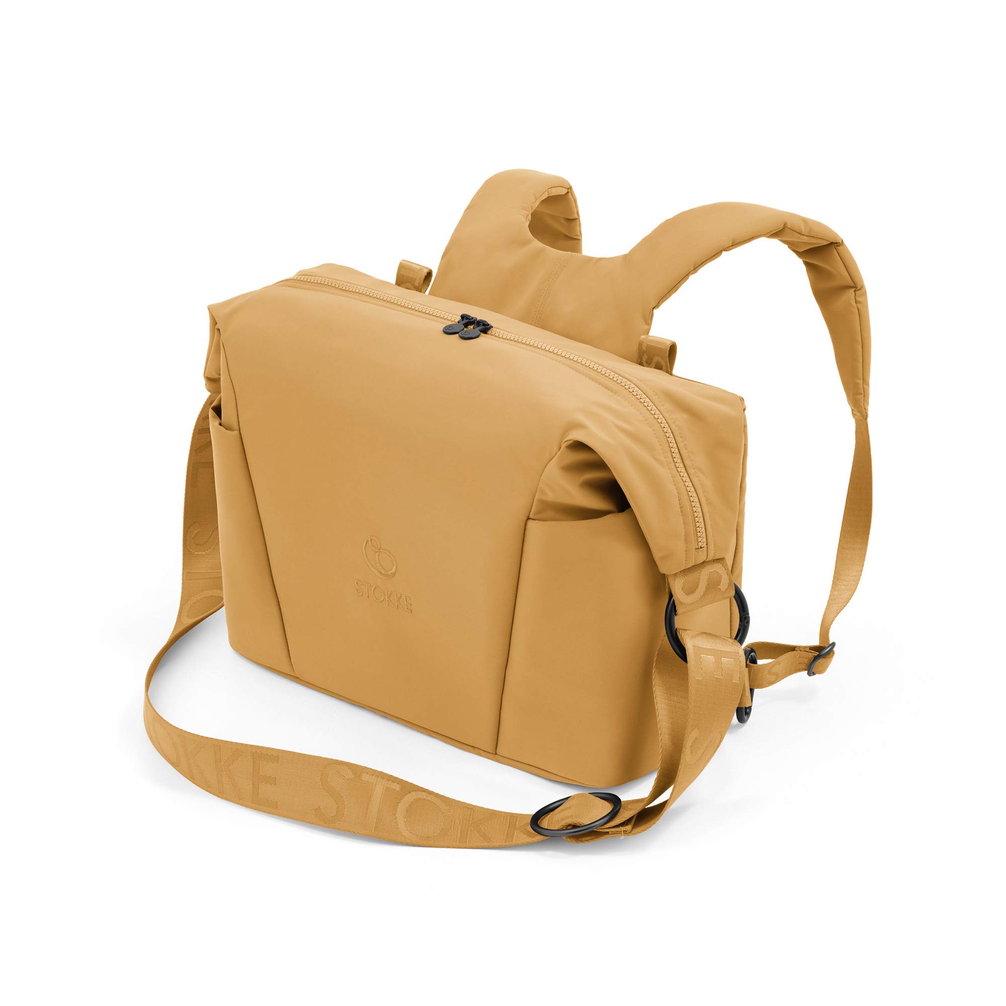 Stokke Xplory X Diaper Bag - Golden Yellow, Convertible Shoulder Bag & Backpack with Foldable Changing Mat - UPF 50+ Sun Protection, Water Repellent & Easy to Clean - Perfect for Travel, Shopping & Outdoor Activities with Baby