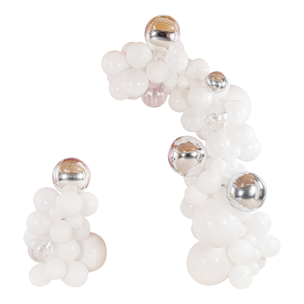 Balloonify White and Silver Balloon Arch Garland Kit - 125 Pieces for Party Decorations | Perfect for Weddings, Birthdays & Baby Showers