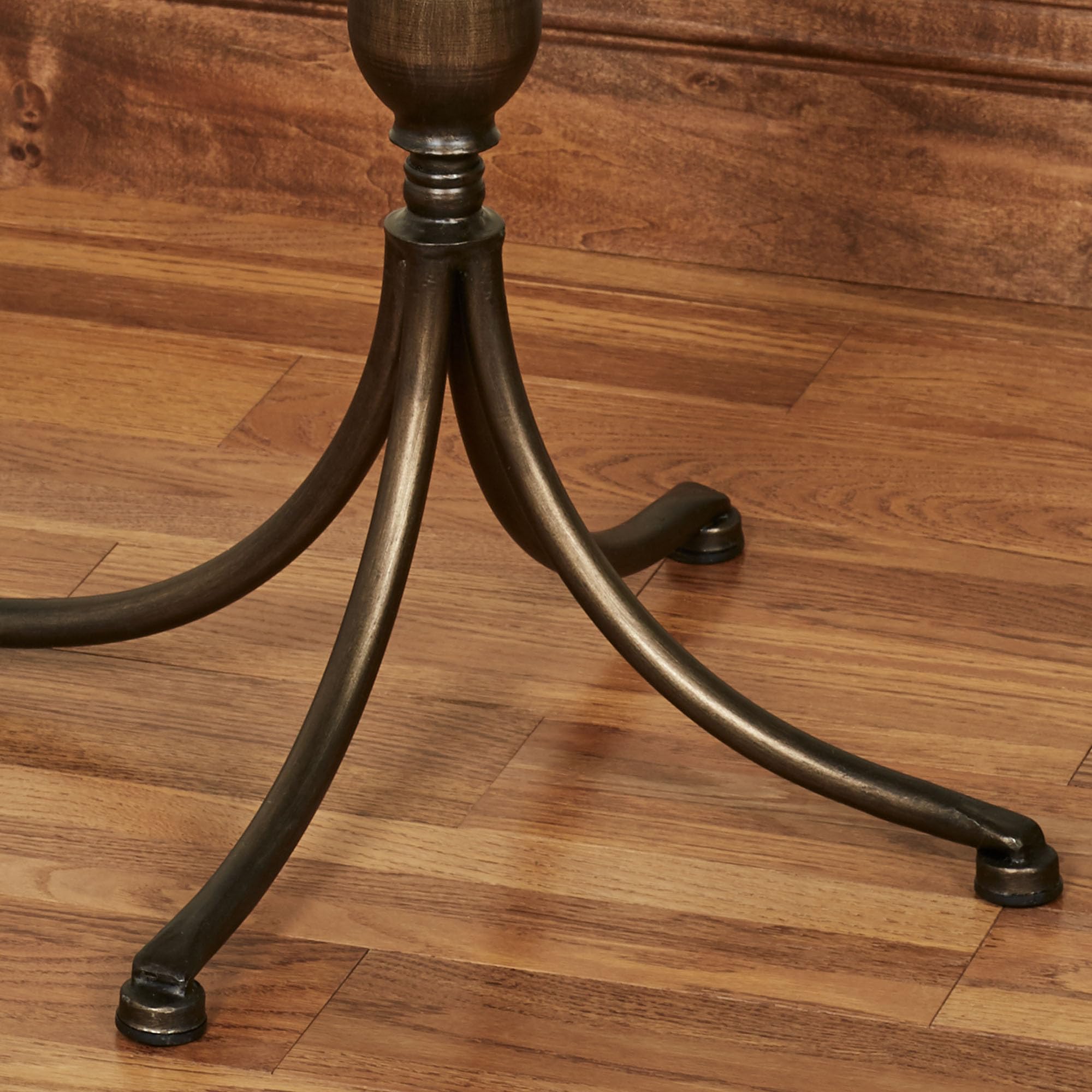 Touch of Class Santo Bronze Round Pedestal Table with Metal Frame & Wooden Top - 26.5