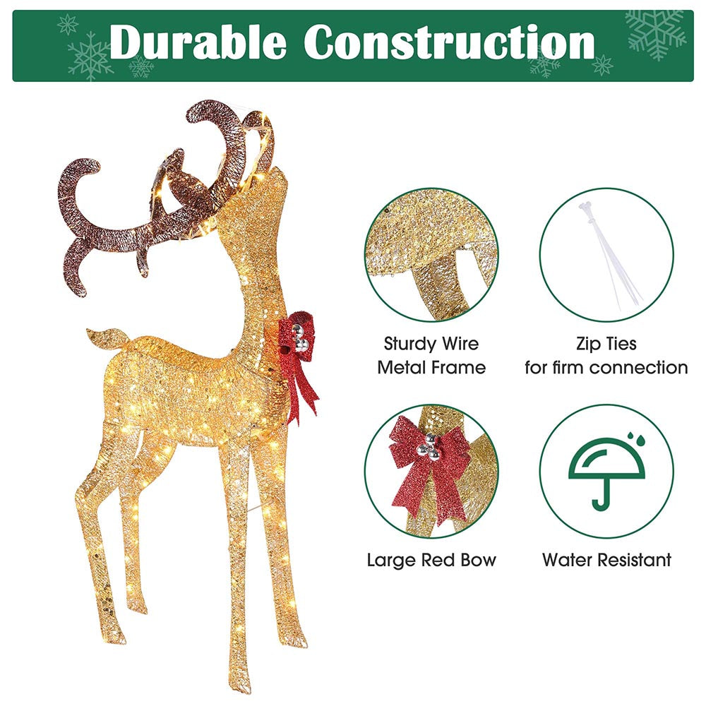 4 ft LED Lighted Reindeer Outdoor Christmas Decoration - Buck - Weatherproof Holiday Yard Decor for Garden, Lawn, and Porch