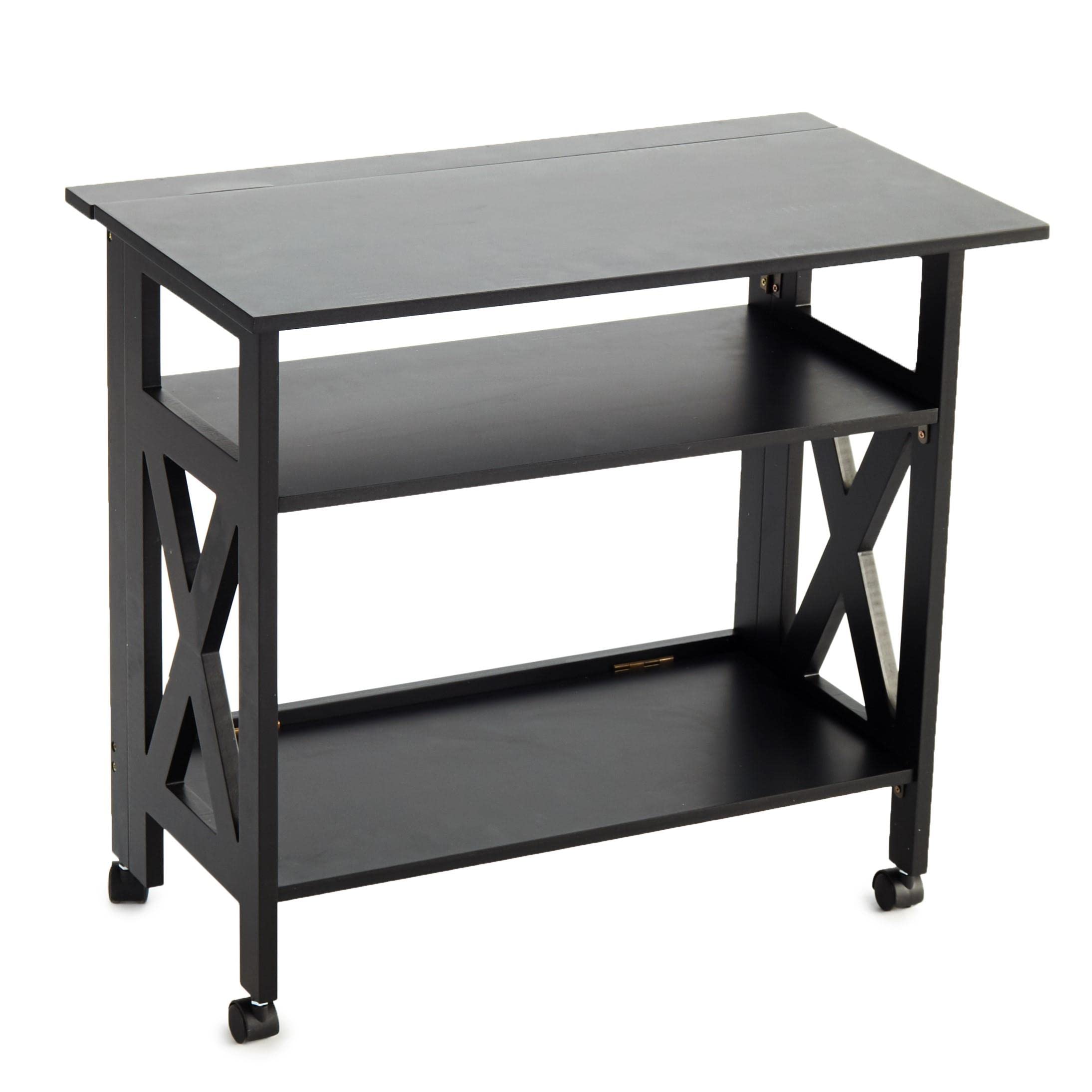 StateOJ Foldable Rolling Printer Stand with Storage Shelves - Adjustable Home Office Desk Organizer, Printer Table Riser for Workspace & Small Spaces - Perfect for Home Office, Dorm Room, or Studio Organization
