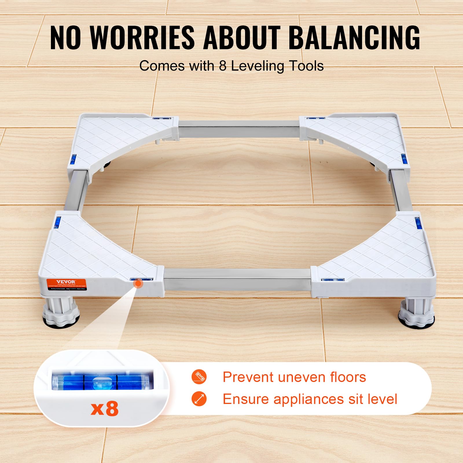 VEVOR Adjustable Universal Appliance Stand - Mini Fridge Riser with 4 Strong Feet, Washer Dryer Pedestal Base (15