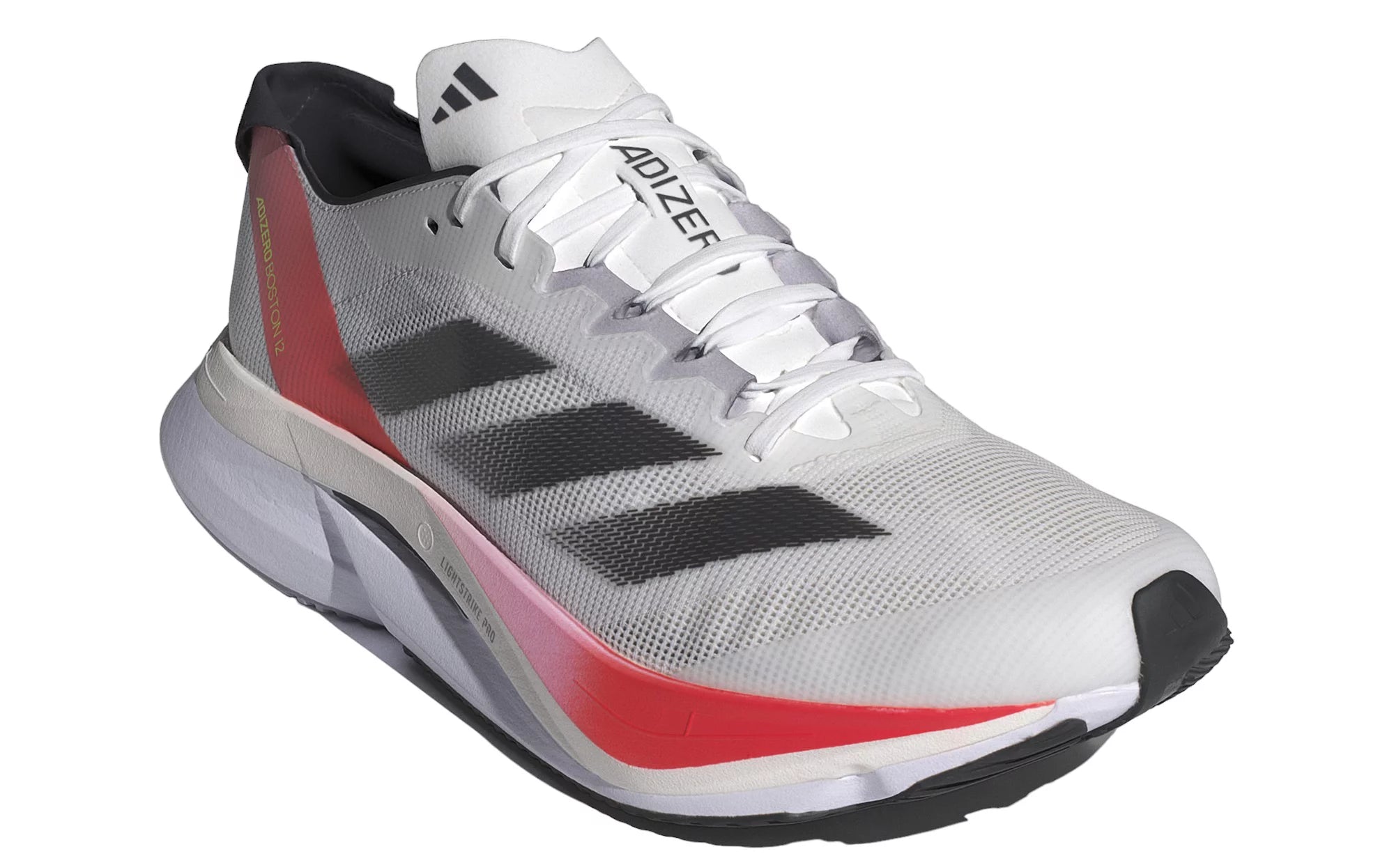 Men's Adidas Adizero Boston 12 Running Shoes - Cloud White/Aurora Met/Solar Red - Lightweight Performance Sneakers for Marathon Training & Road Running