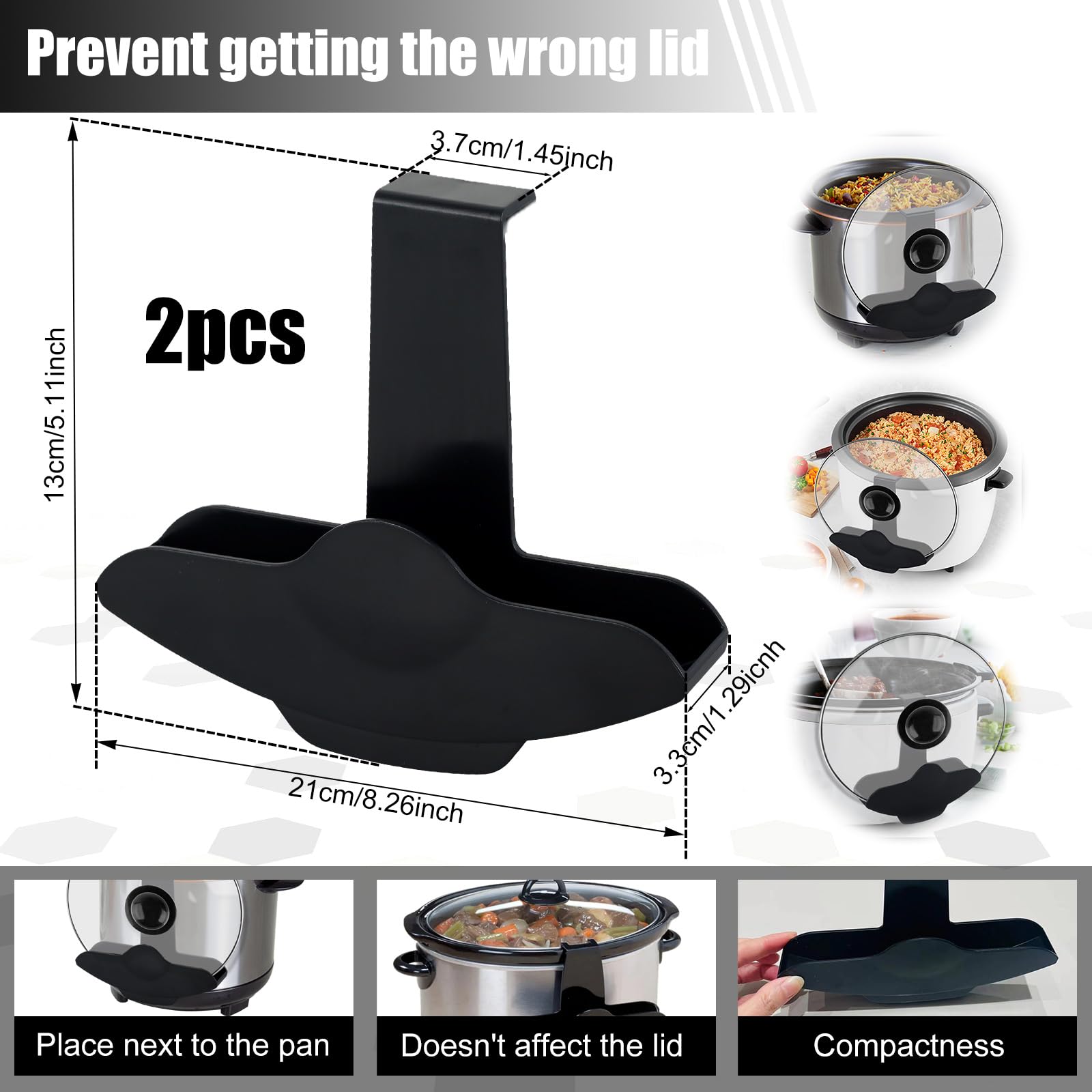 2-Pack Hands-Free Slow Cooker Lid Holder - No Mess Pot Lid Attachment for Crock-Pot & Cooking Pots - Perfect for Meal Prep, Soups & Stews (Dishwasher Safe)