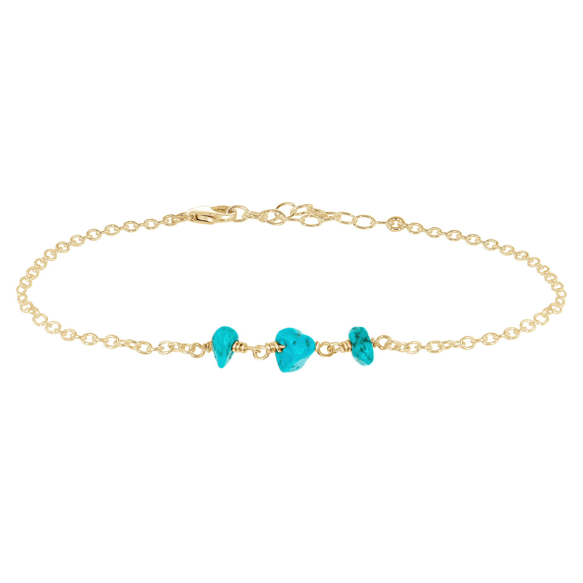 Turquoise Beaded Chain Anklet for Women - Bohemian Style Adjustable Ankle Bracelet - Perfect for Beach, Summer & Festival Outfits