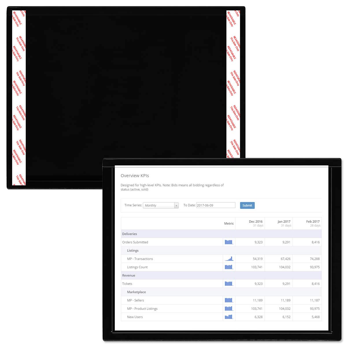 StoreSMART Black Window Frame Document Holder - Peel & Stick Reusable Back - Holds 8.5 x 11 Inch Sheets - 25-Pack - Perfect for Office, School, Home Organization & Filing Systems