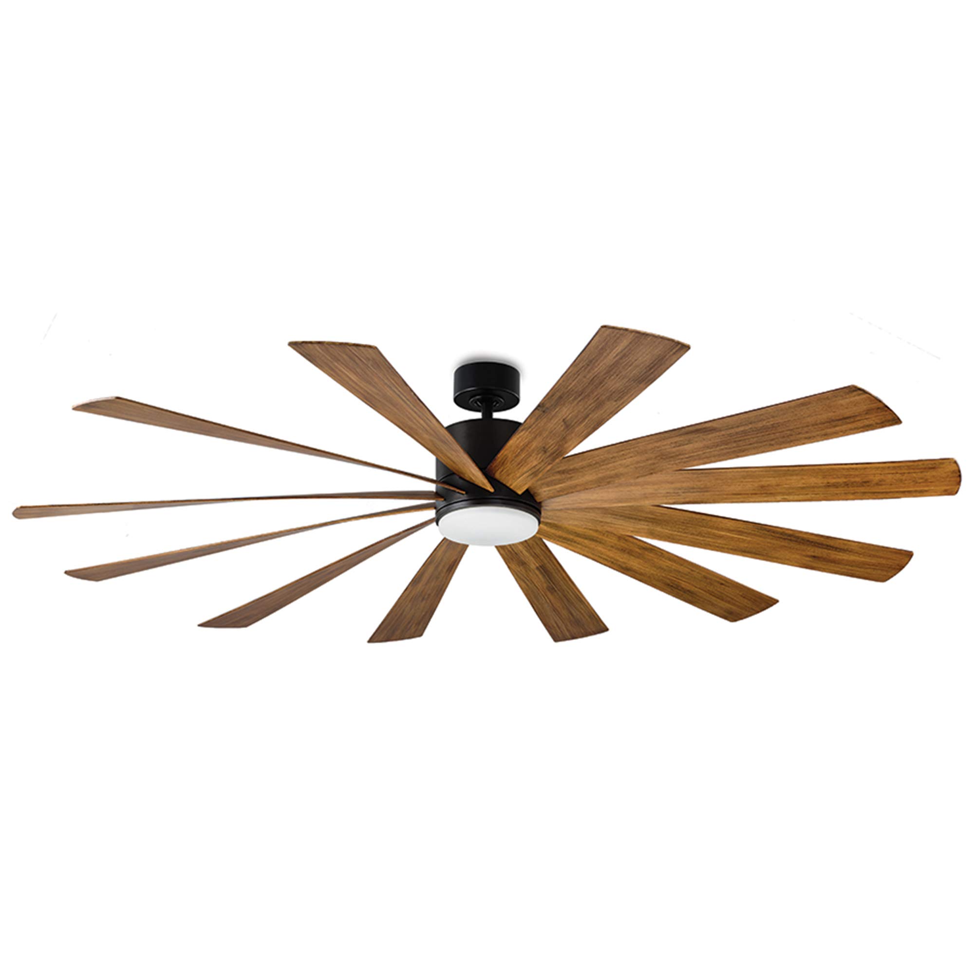 Windflower 80in Smart Ceiling Fan with 12 Blades, Matte Black Distressed Koa Finish, 2700K LED Light Kit, Wall Control, Alexa & App Compatibility for iOS/Android - Perfect for Living Rooms, Bedrooms, and Outdoor Patios