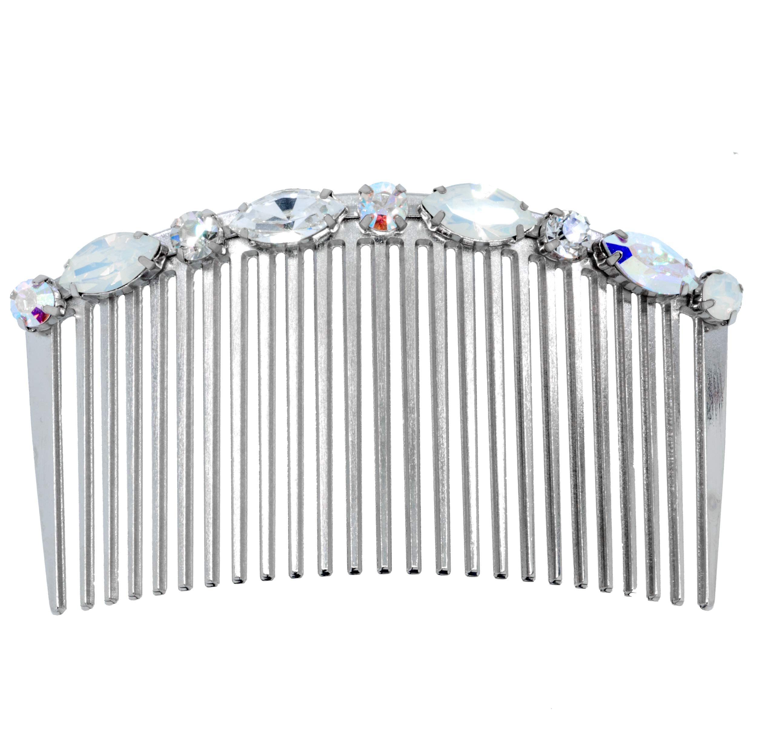 3.5 Inch Silver Wedding Hair Side Comb with Swarovski Crystals - Handmade in Italy Bridal Hair Accessories for Women, Bride & Bridesmaids | Perfect for Weddings, Prom, Formal Events & Special Occasions