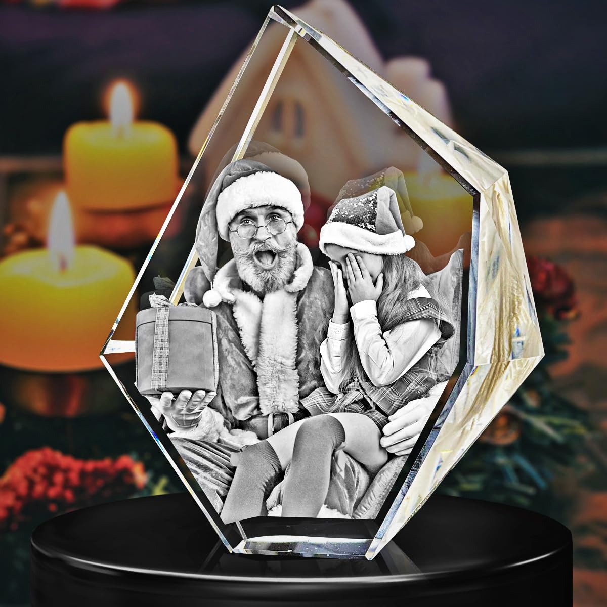 Custom 3D Laser Engraved Crystal Gift - Personalized Prestige Keepsake for Birthdays, Anniversaries, Weddings, Valentine's Day, Christmas, Graduation, Mother's Day & Father's Day - Perfect Memorial Gift for Home & Office Decor (Medium Size)