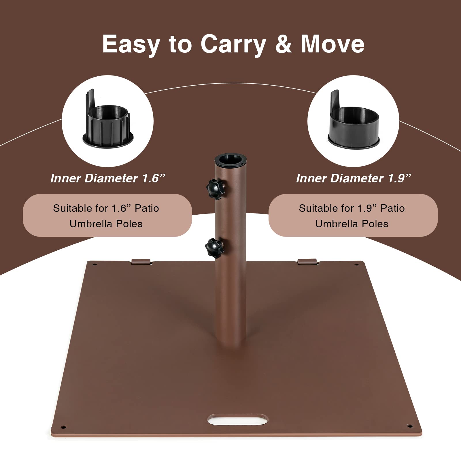 50 LBS Heavy Duty Patio Umbrella Stand with Wheels & Handle - Fits 1.6’’-1.9’’ Umbrella Poles - Outdoor Square Base for Deck, Pool, Garden, Backyard (Bronze) - Perfect for Outdoor Dining, Lounging & Entertaining