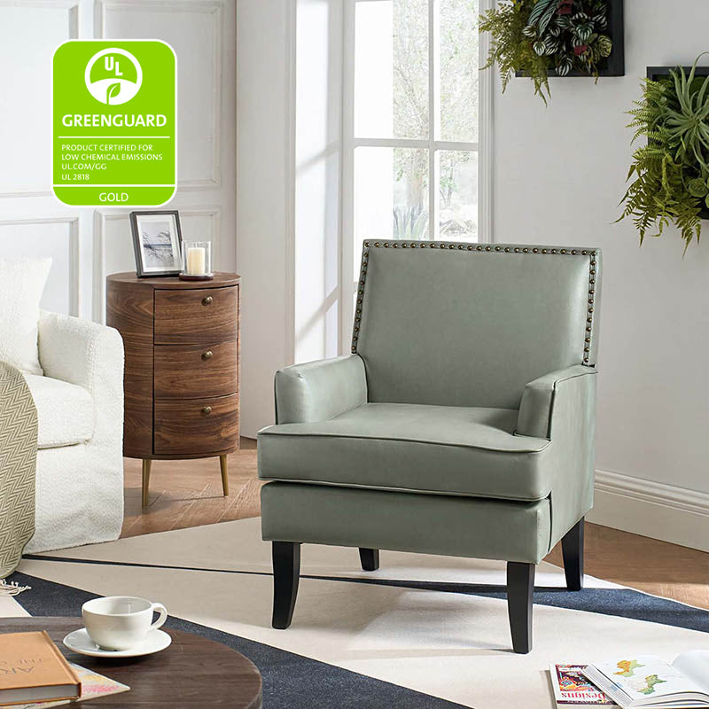 Fatima Vegan Leather Armchair - Modern PU Leather Lounge Chair for Living Room, Office & Bedroom - Eco-Friendly Faux Leather Accent Chair with Sturdy Metal Legs