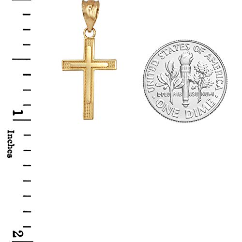 14K Yellow Gold Inner Cross Charm Necklace - Elegant Religious Jewelry for Women, Perfect for Gifts, Baptism, Confirmation & Everyday Wear