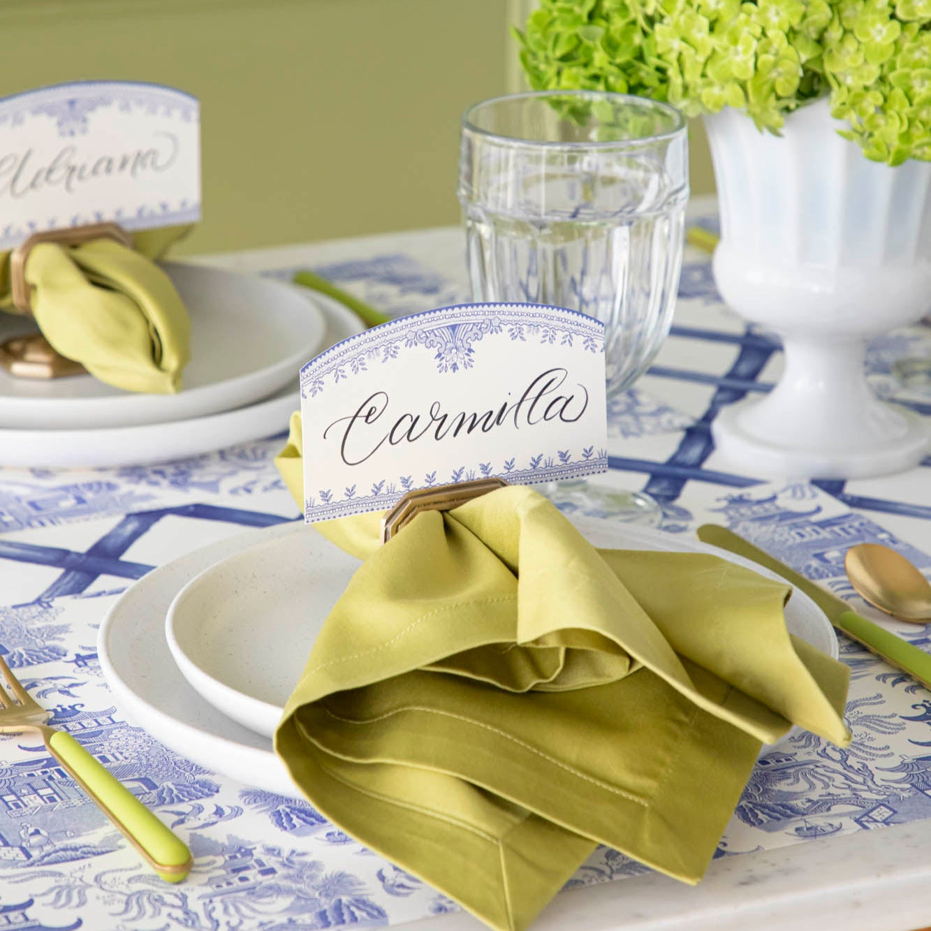 Burleigh Blue Place Card - Elegant Wedding & Event Name Cards for Table Settings - Perfect for Weddings, Dinner Parties & Special Occasions