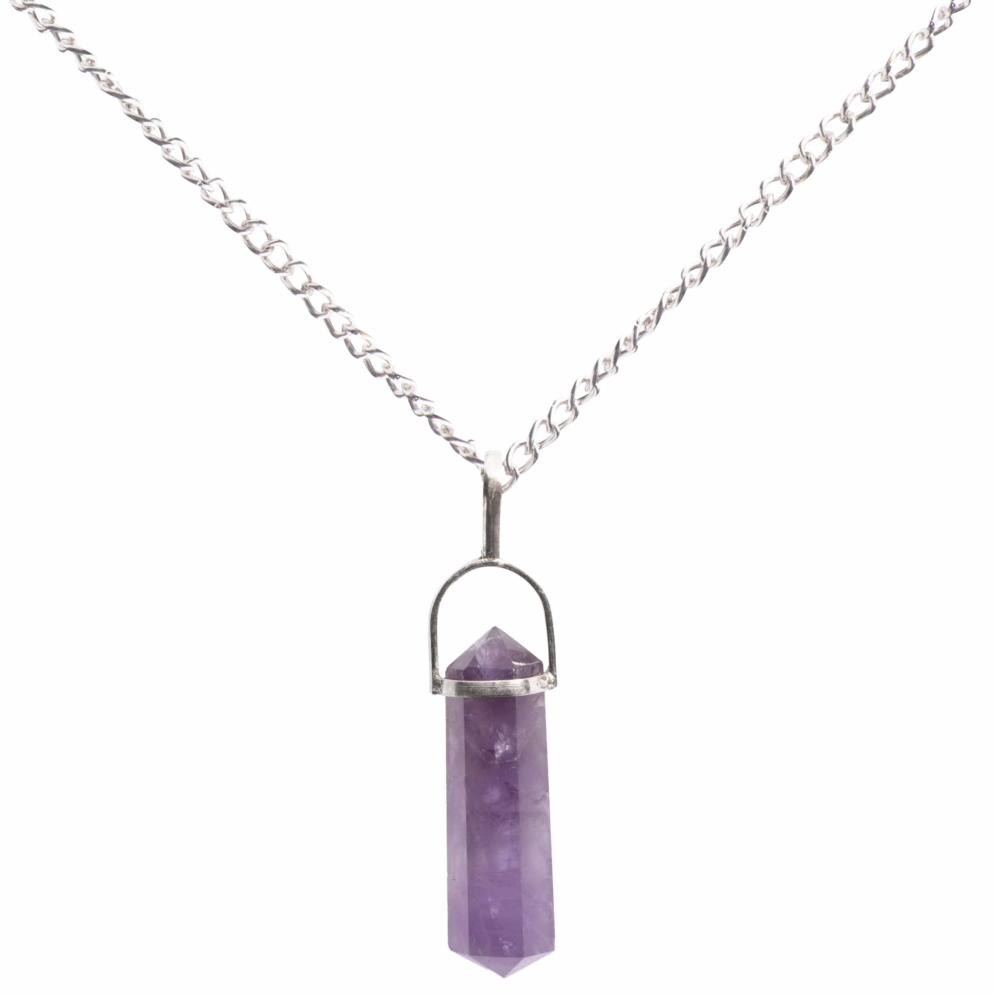 Natural Amethyst Point Sterling Silver Pendant Necklace for Women - Healing Crystal Jewelry Gift for Meditation, Yoga & Spiritual Protection