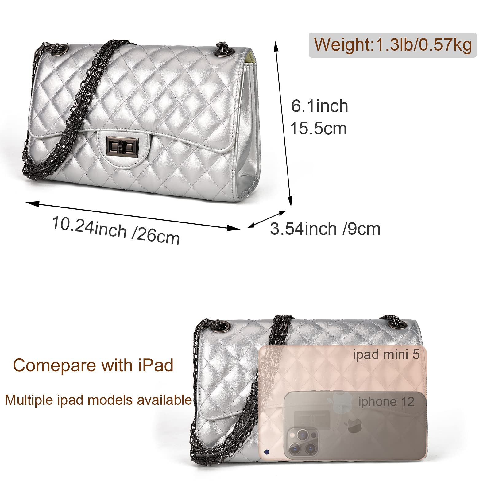Trendy Quilted Crossbody Purse for Women - Fashionable Shoulder Bag with Chain Strap | Perfect for Daily Use, Shopping & Travel Accessories