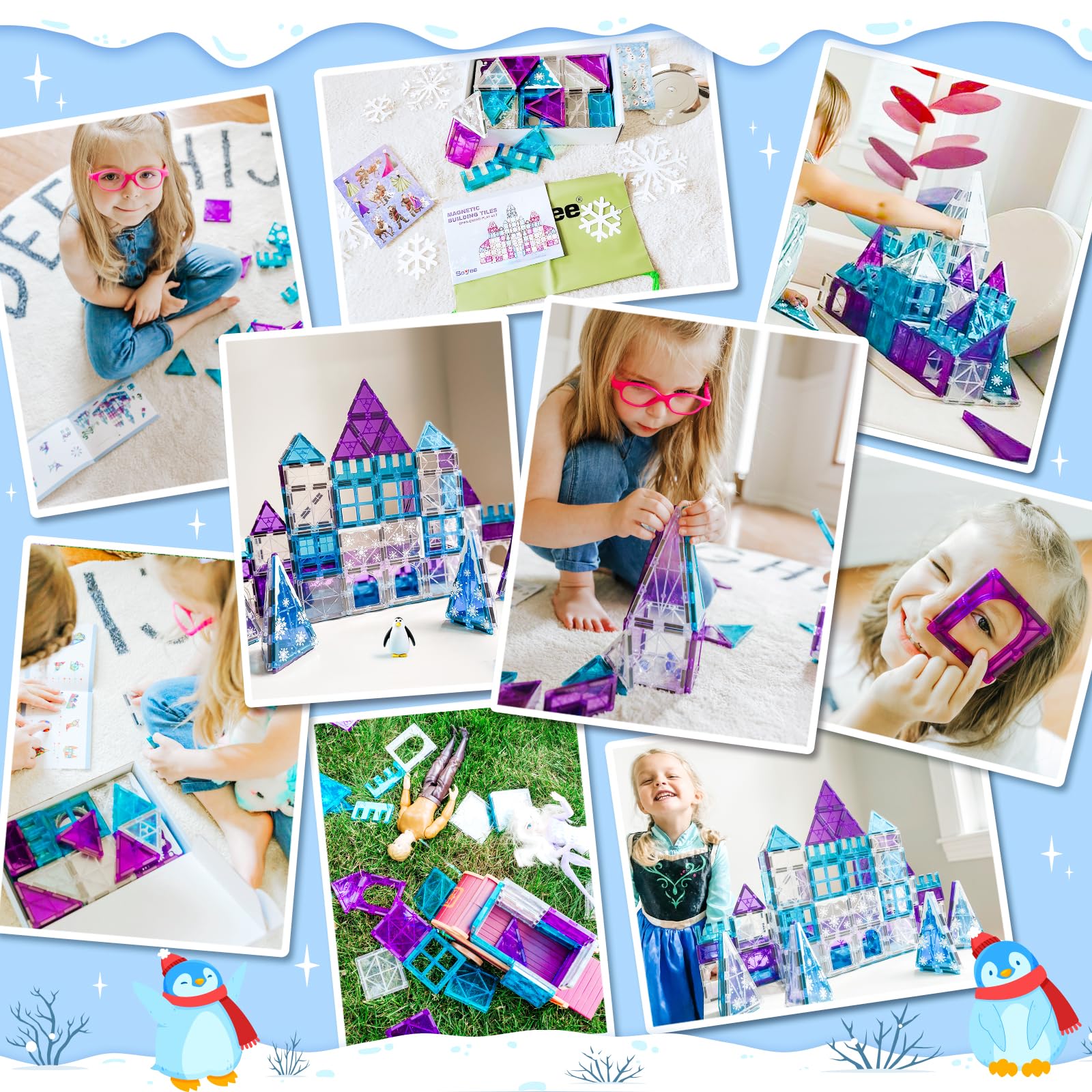 Magnetic Building Blocks for Kids - Arctic Animals & Winter Themed Tiles | STEM Learning Toys for Girls & Boys Ages 3-8 | Creative Construction Games | Perfect for Birthday Gifts & Preschool Educational Play
