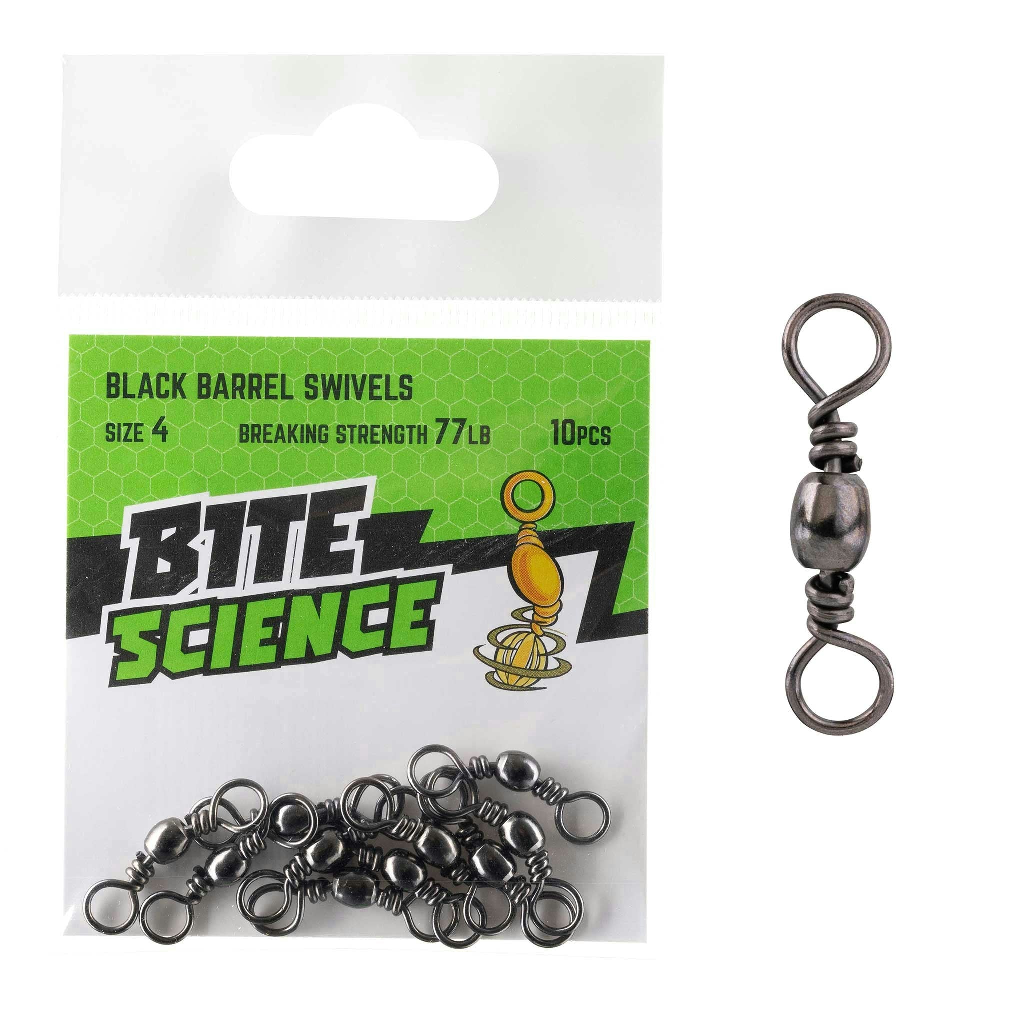 Bite Science Swivels Black Barrel - High-Quality Fishing Swivel for Saltwater & Freshwater - Perfect for Lure Fishing, Trolling & Offshore Angling