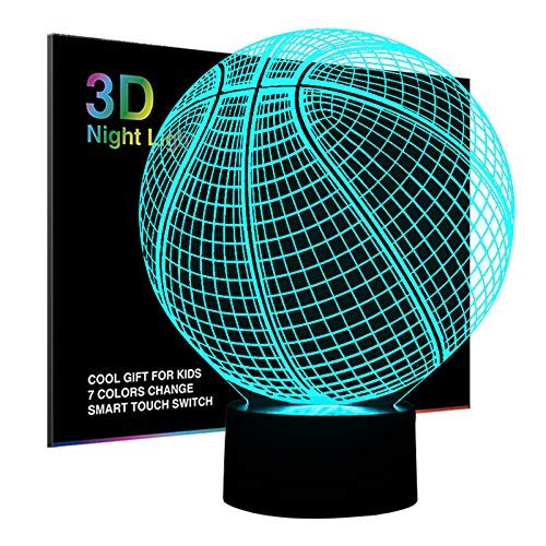 3D Illusion Lamp - 7 Color Changing LED Night Light for Kids, Teens, Boys & Girls | Basketball Themed Table Desk Lamp | Perfect Gift for Birthday, Christmas, Festival & Home Decor | Ideal for Bedroom, Nursery, Study Room & Party Decorations
