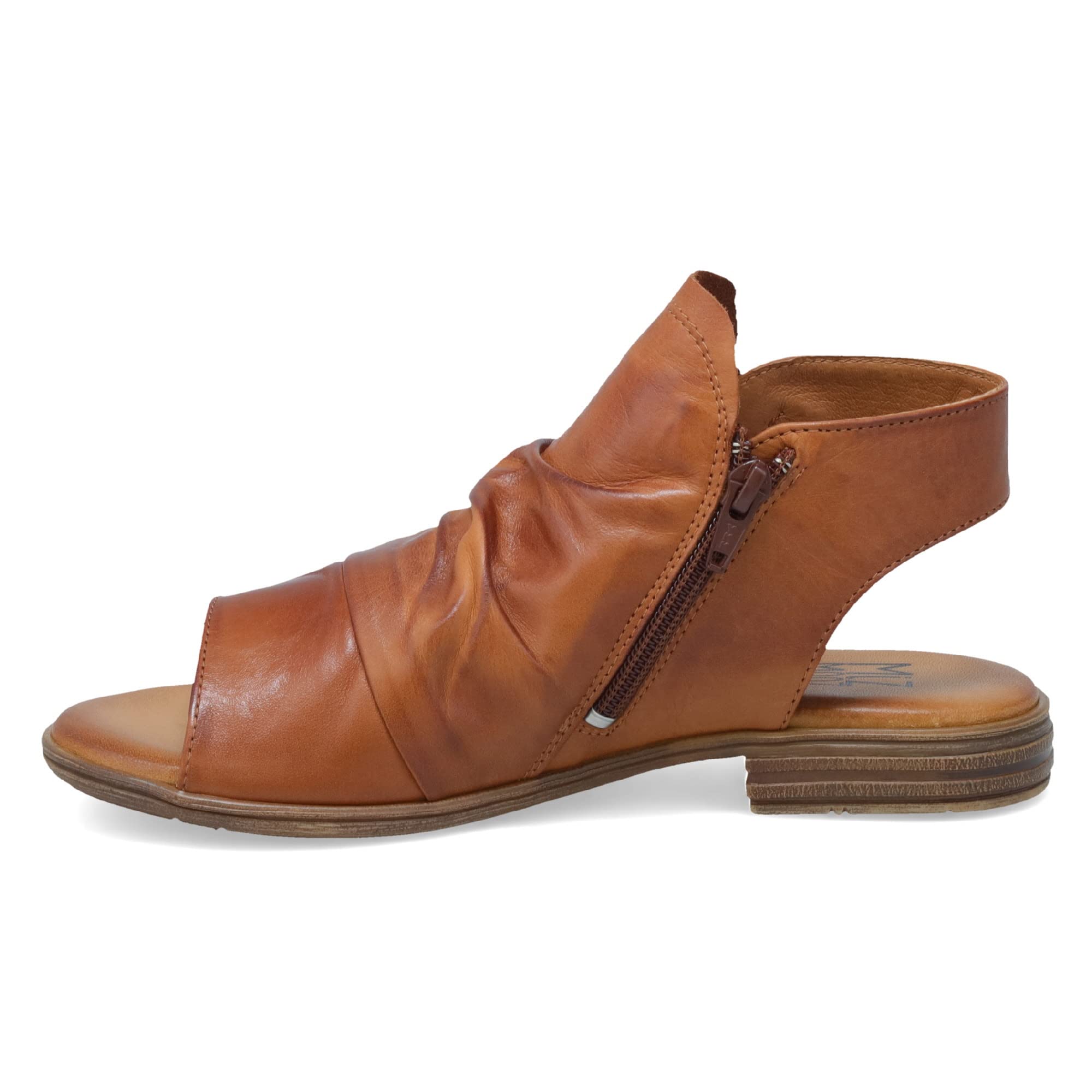 Miz Mooz Dylan Women's Leather Sandals - Peep Toe Boho Sandals with Side Zipper Closure | Comfortable Casual & Summer Walking Shoes for Outdoor, Beach, Vacation