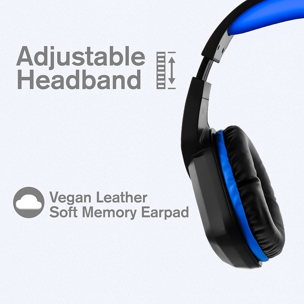 Nyko NP4-4500 Wired Gaming Headset for PS4 & PS5 - Lightweight Over-Ear Headphones with Adjustable Noise-Canceling Mic - Compatible with Xbox One, Xbox Series X/S & Nintendo Switch - Perfect for Online Multiplayer, Streaming & Late-Night Gaming (Black/Blue)