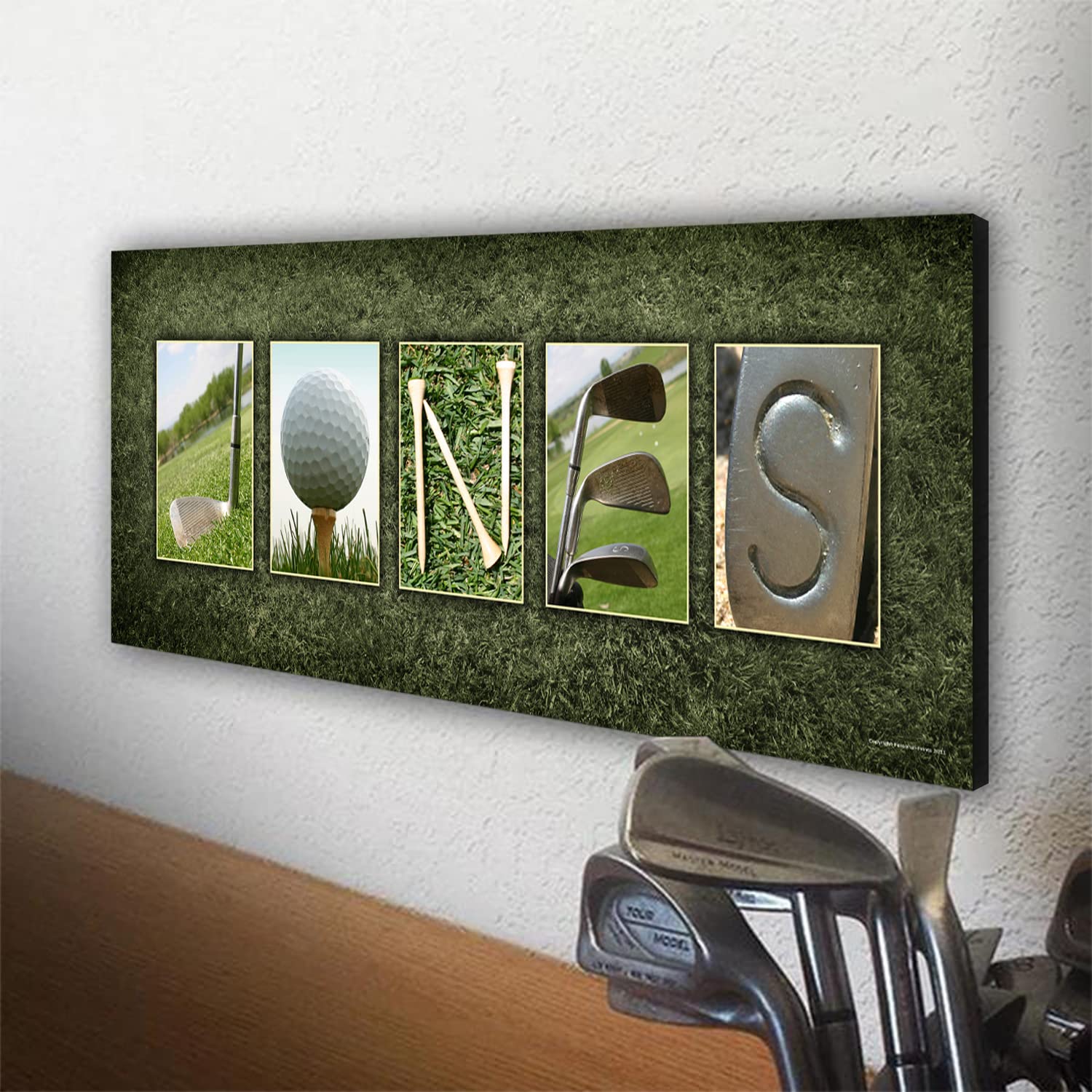 Personalized Golf Name Art Block Mount - Custom Golf Gift for Golfers & Enthusiasts - Perfect for Home, Office, or Man Cave Decor