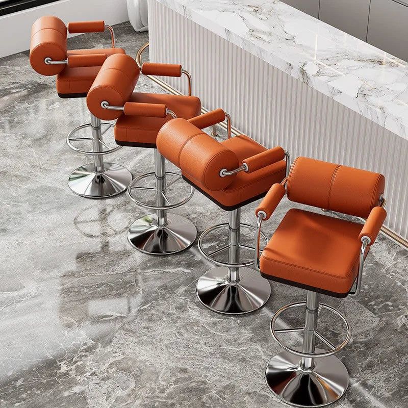 Modern Designer Bar Stool - Adjustable Height Kitchen Island Counter Chair with Backrest - Perfect for Dining, Entertaining & Home Decor