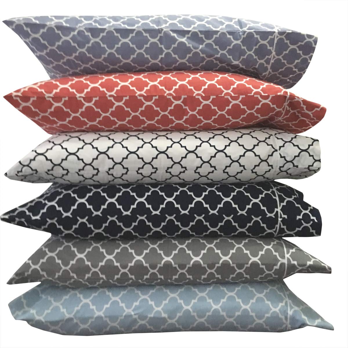 Royal Tradition Meridian 340-Thread-Count 100% Cotton King Size Pillowcase Set of 2 - Blue & White Stripe - Luxury Bedding for Home, Hotel & Guest Room Decor
