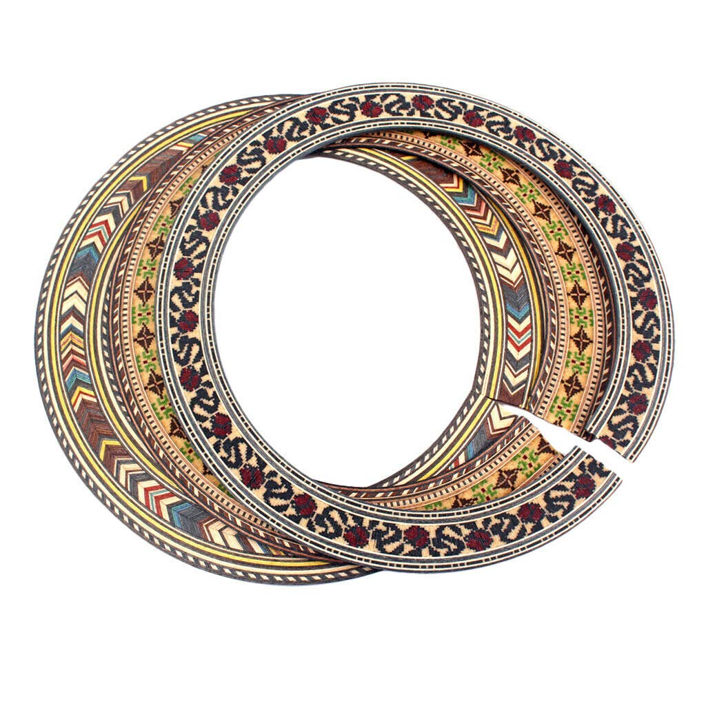3Pc Classical Guitar Wood Inlaid Soundhole Rosette - Premium Acoustic Guitar Parts for Repair & Customization | Perfect for DIY Guitar Upgrades & Luthier Projects